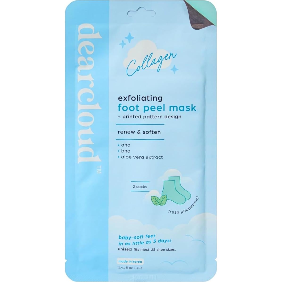 Mascarilla Exfoliante para Pies - dearcloud - Menta Fresca (2 unidades)