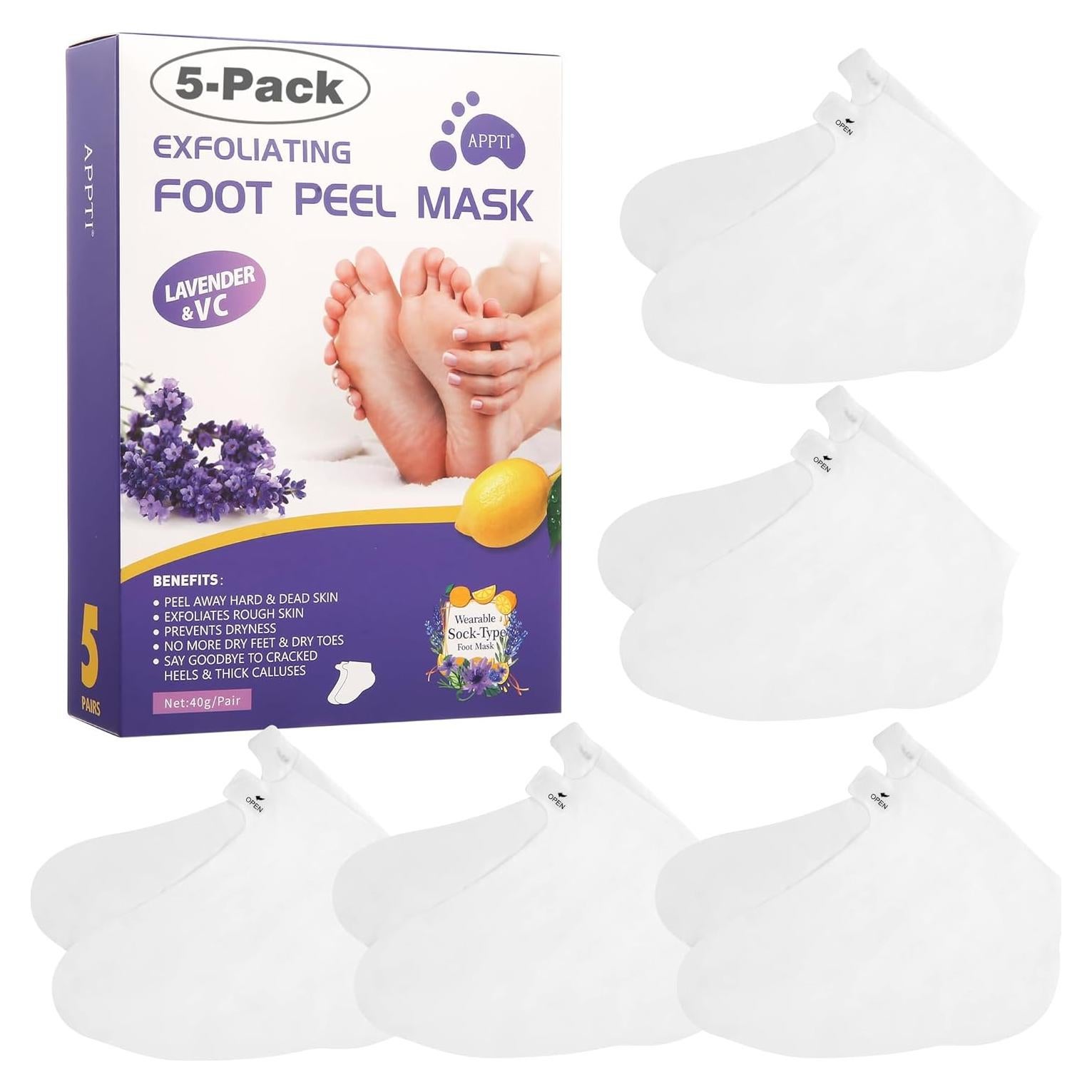 5 Paquetes Máscara Exfoliante para Pies VZZNN - Pies Suaves