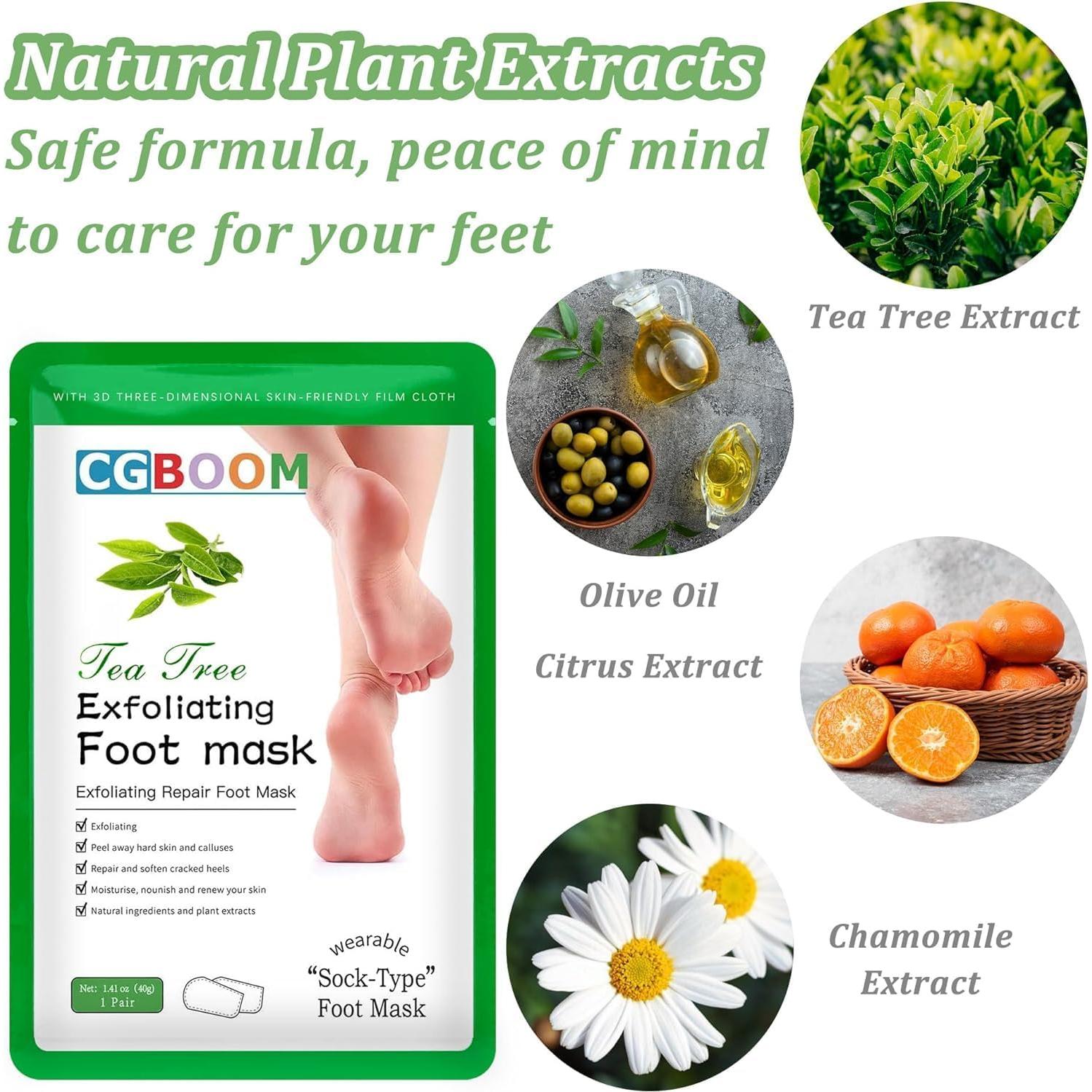 Paquete de 3 Mascarillas Exfoliantes para Pies CGBOOM - Árbol de Té