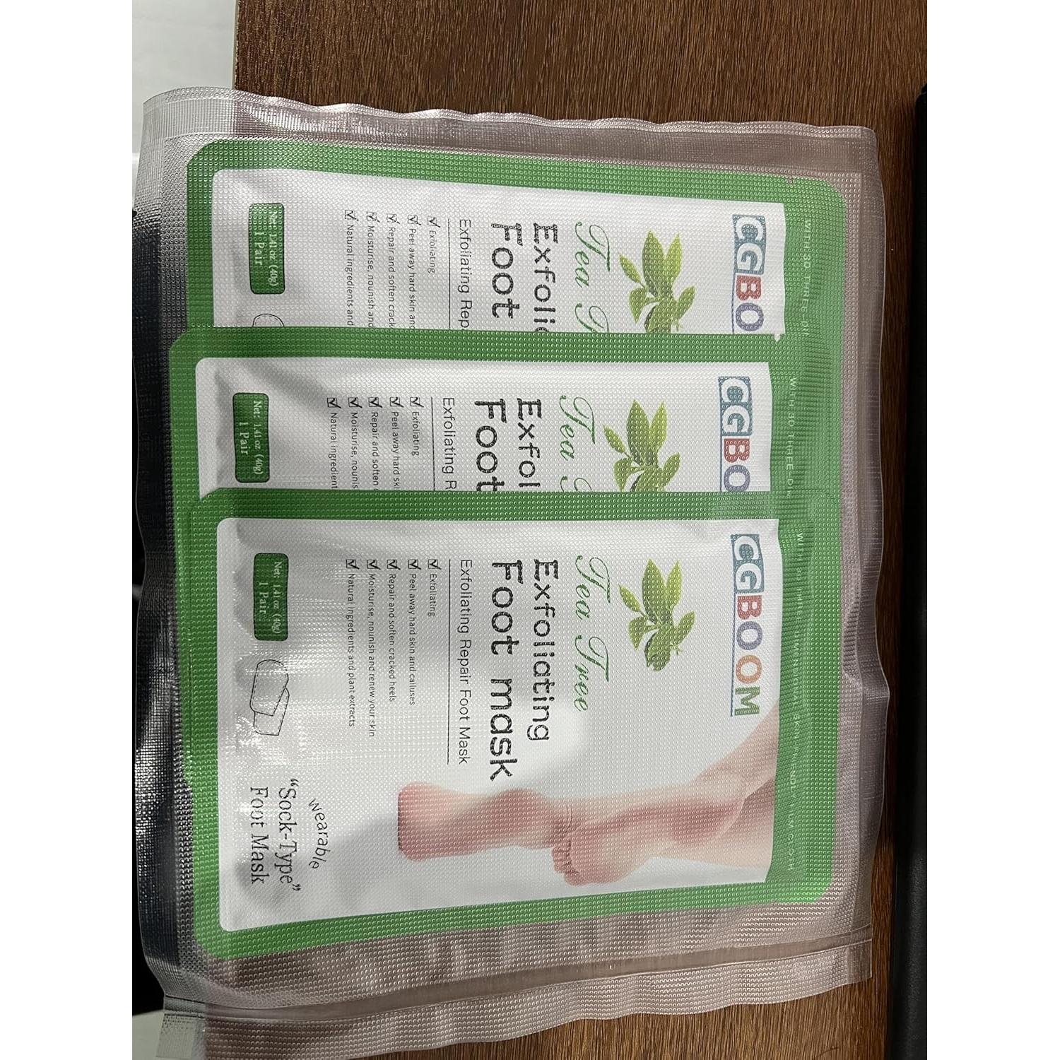 Paquete de 3 Mascarillas Exfoliantes para Pies CGBOOM - Árbol de Té