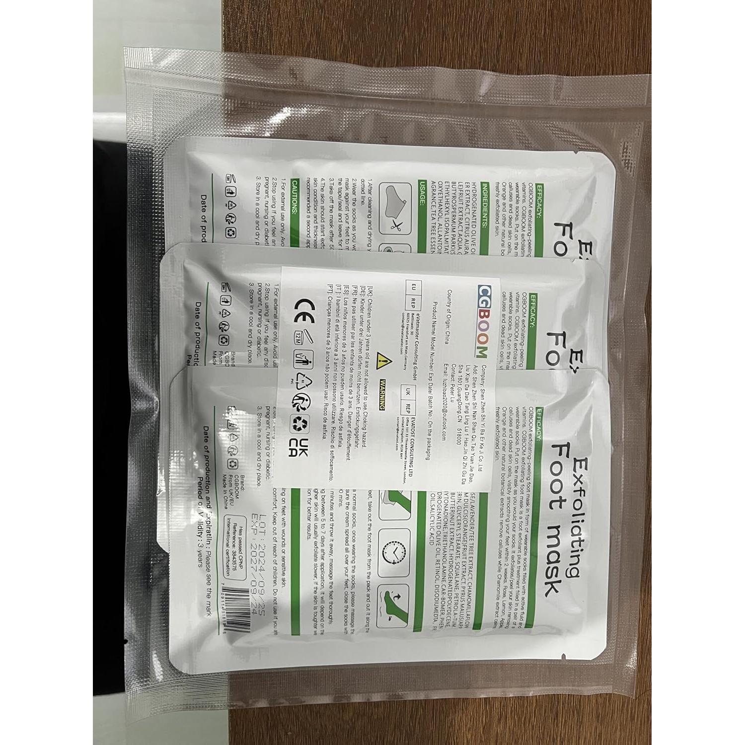 Paquete de 3 Mascarillas Exfoliantes para Pies CGBOOM - Árbol de Té