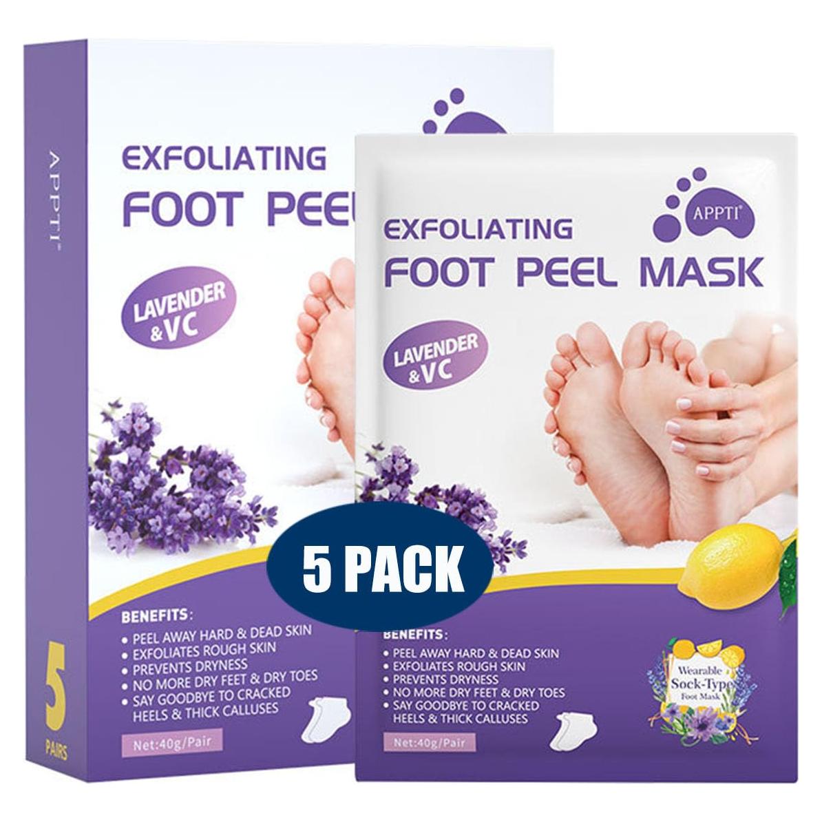 Mascarilla Exfoliante para Pies Mckkymi - 5 Paquetes Aroma Lavanda