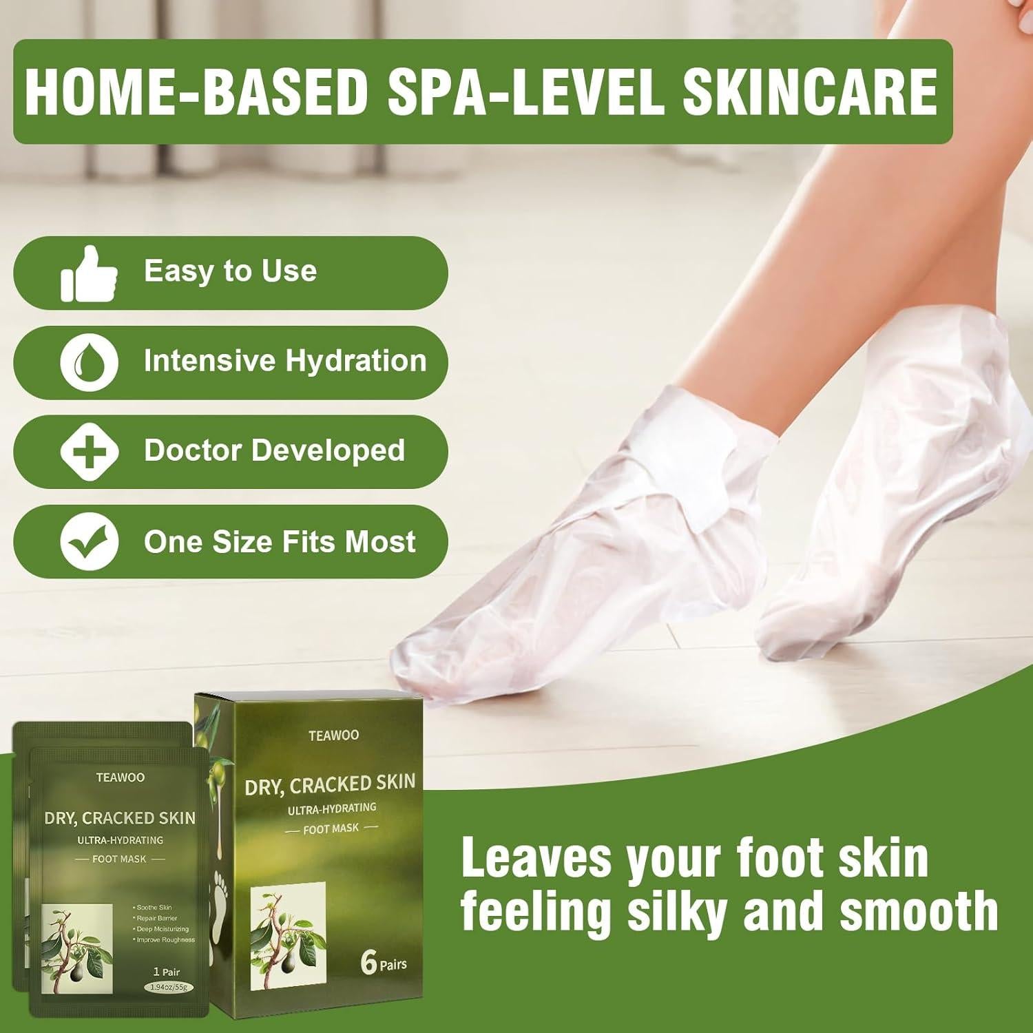 Mascarillas Hidratantes para Pies TEAWOO - 18 Pares con Karité