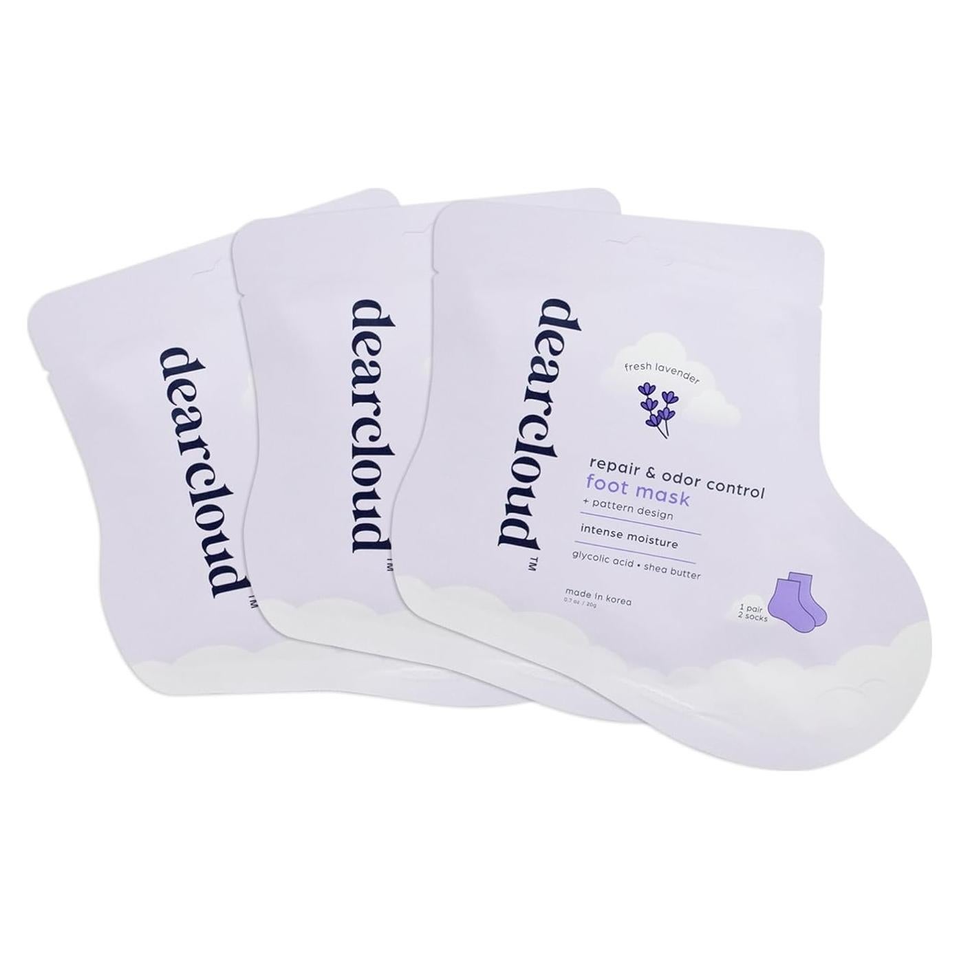 Mascarilla para Pies Hidratante Dearcloud - Lavanda Fresca - 3 Pares