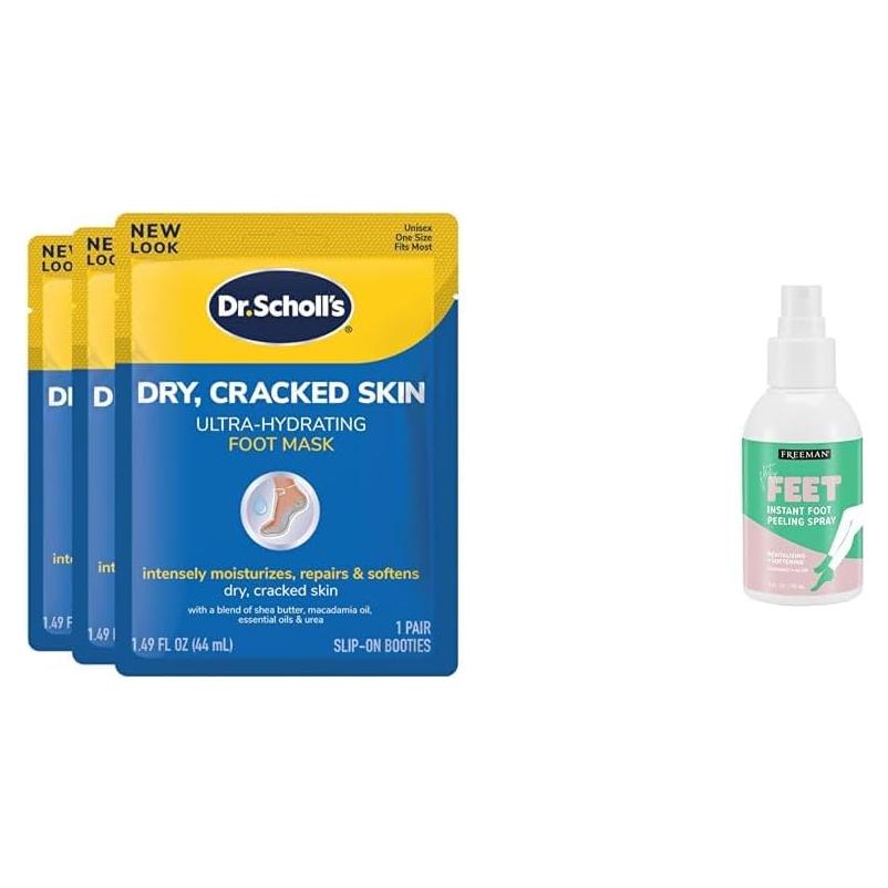 Paquete de 3 Mascarillas Hidratantes Dr. Scholl's + Spray Exfoliante Freeman 118ml