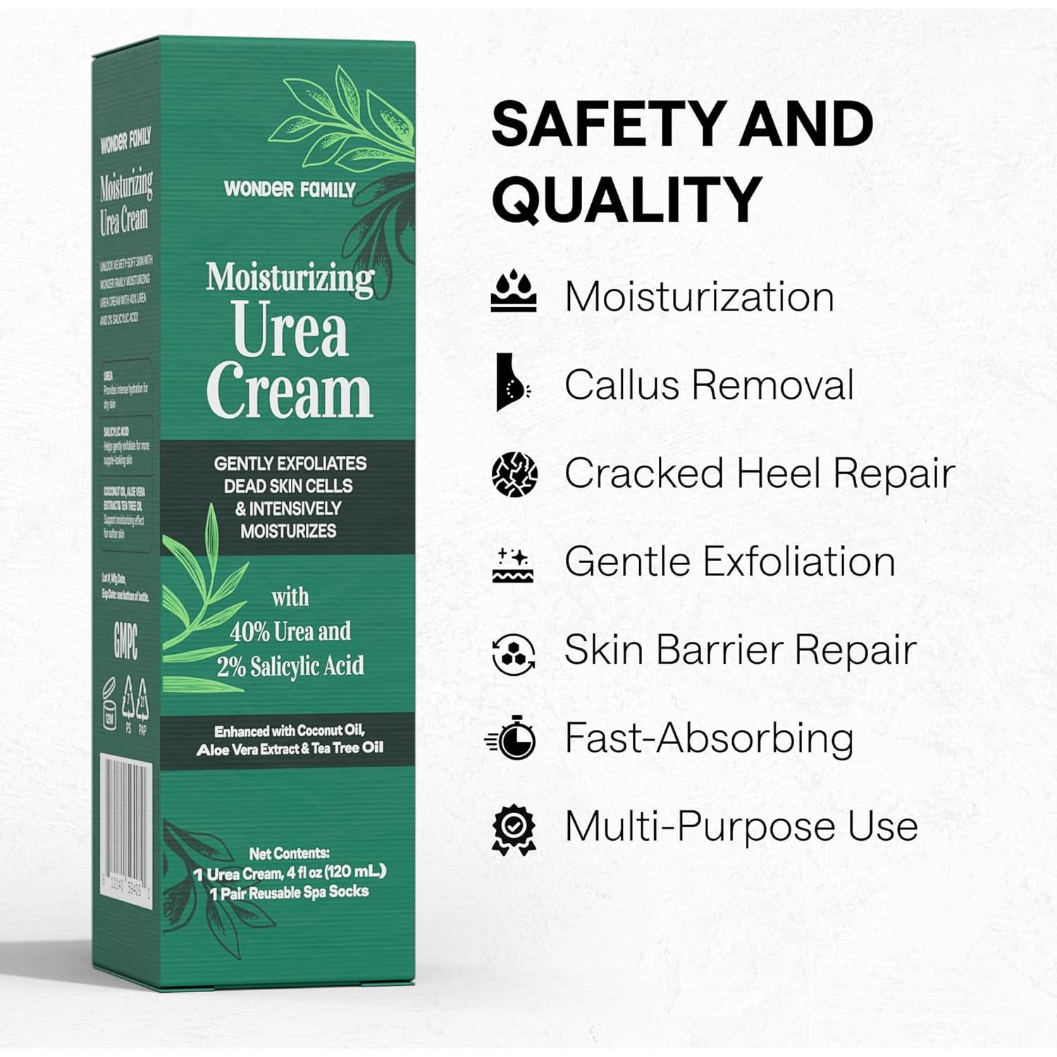 Urea Cream 40 Percent – Foot Cream for Dry Cracked Heels & Feet, Foot Balm Moisturizer Lotion for Extremely Dry Skin, Athletes Foot Cream Maximum Strength, Dry Feet & Hands Treatment for Women & Men