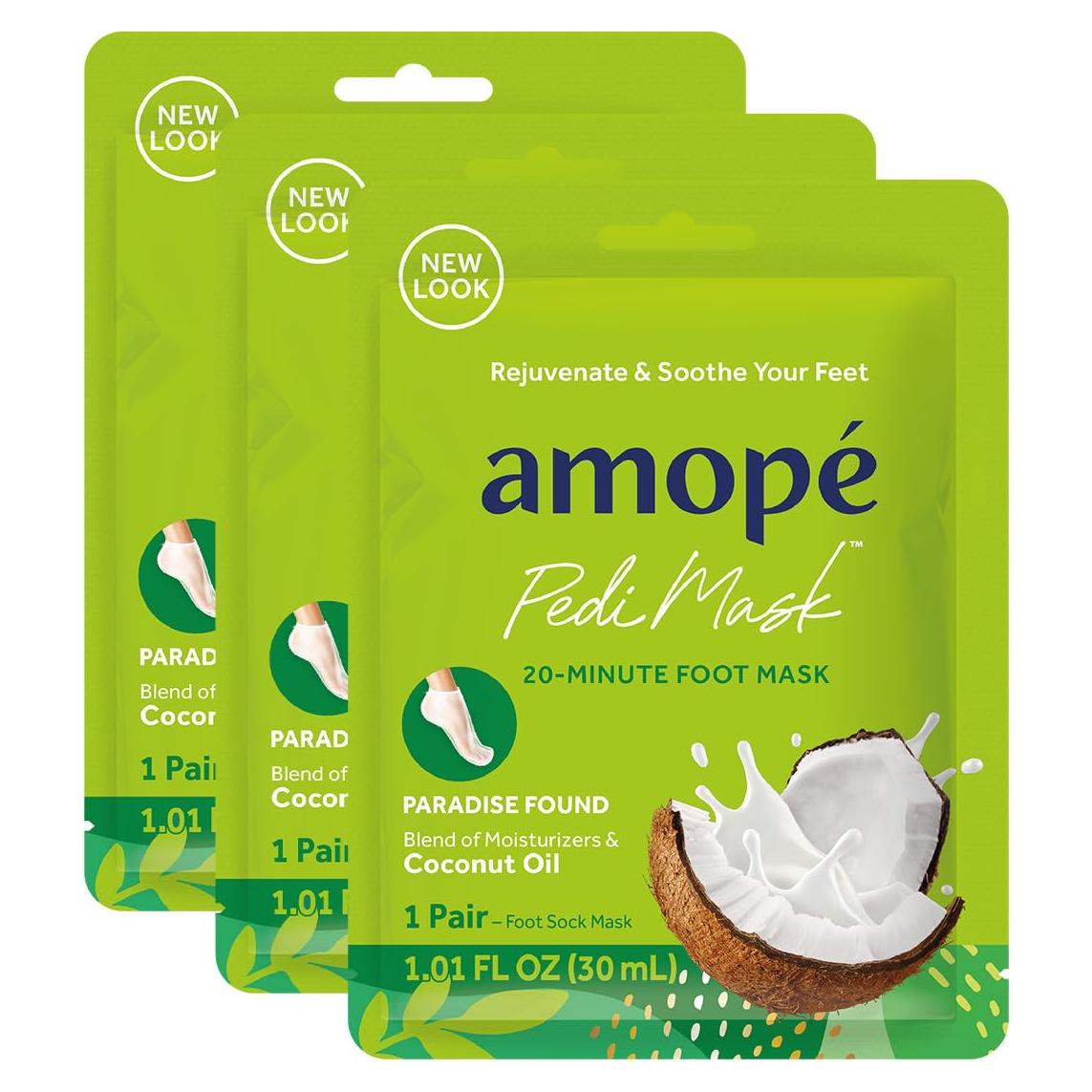 Mascarilla para Pies Amopé 20 Minutos Hidratante Aceite Coco 3 Pares