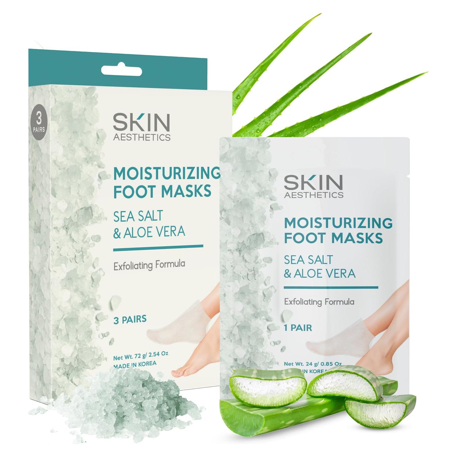 Mascarilla para Pies Skin Aesthetics - Sal Marina y Aloe - Hidratante y Exfoliante - 3 Pares