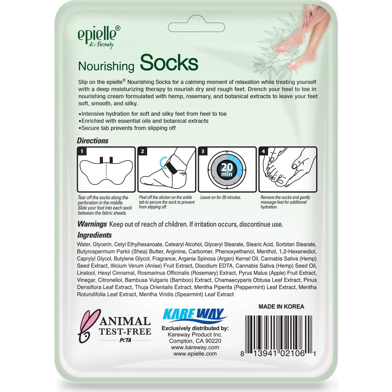 Mascarillas Hidratantes para Pies Epielle - 6 Pares con Extracto de Cáñamo