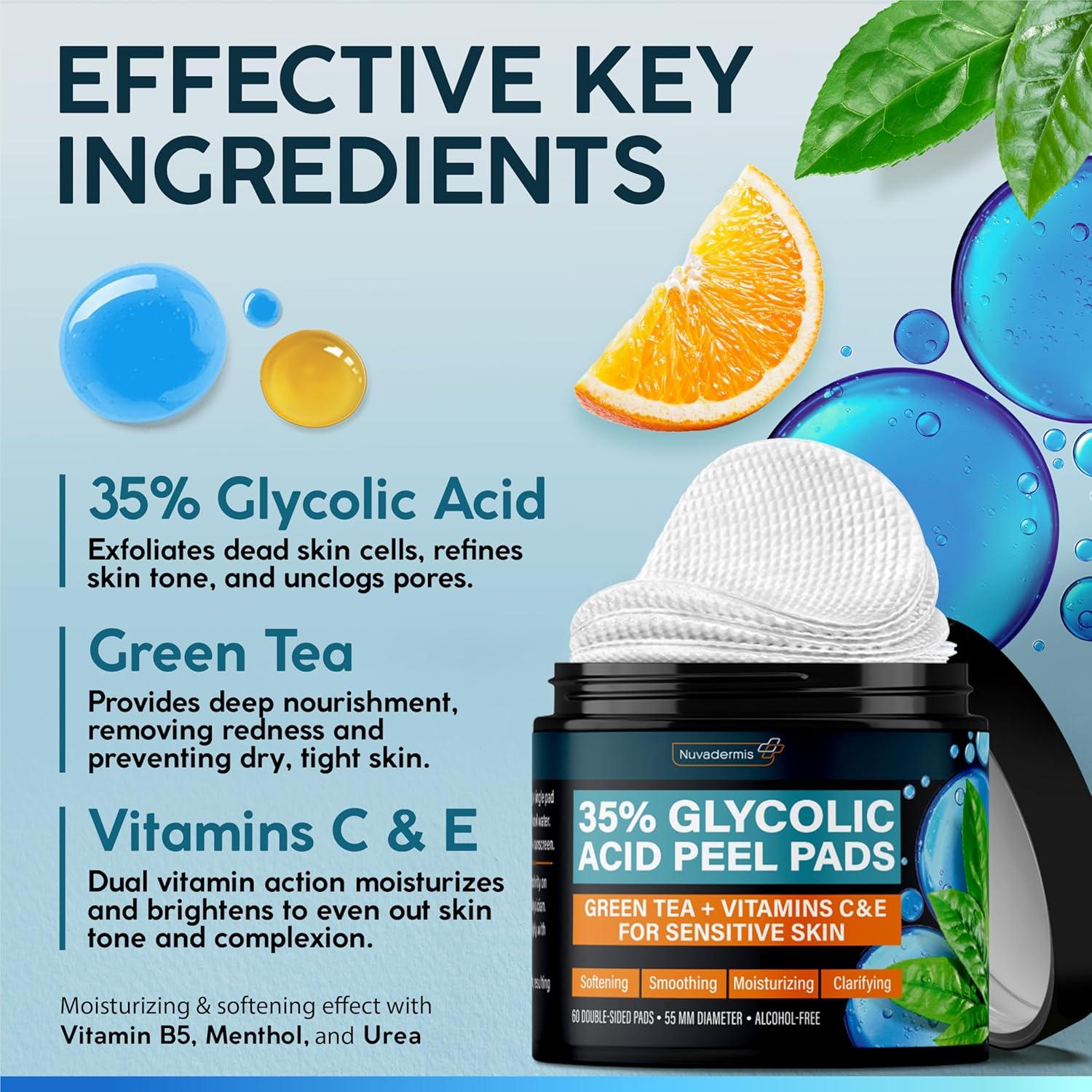 Almohadillas Exfoliantes Nuvadermis 35% Ácido Glicólico - 60 Unidades