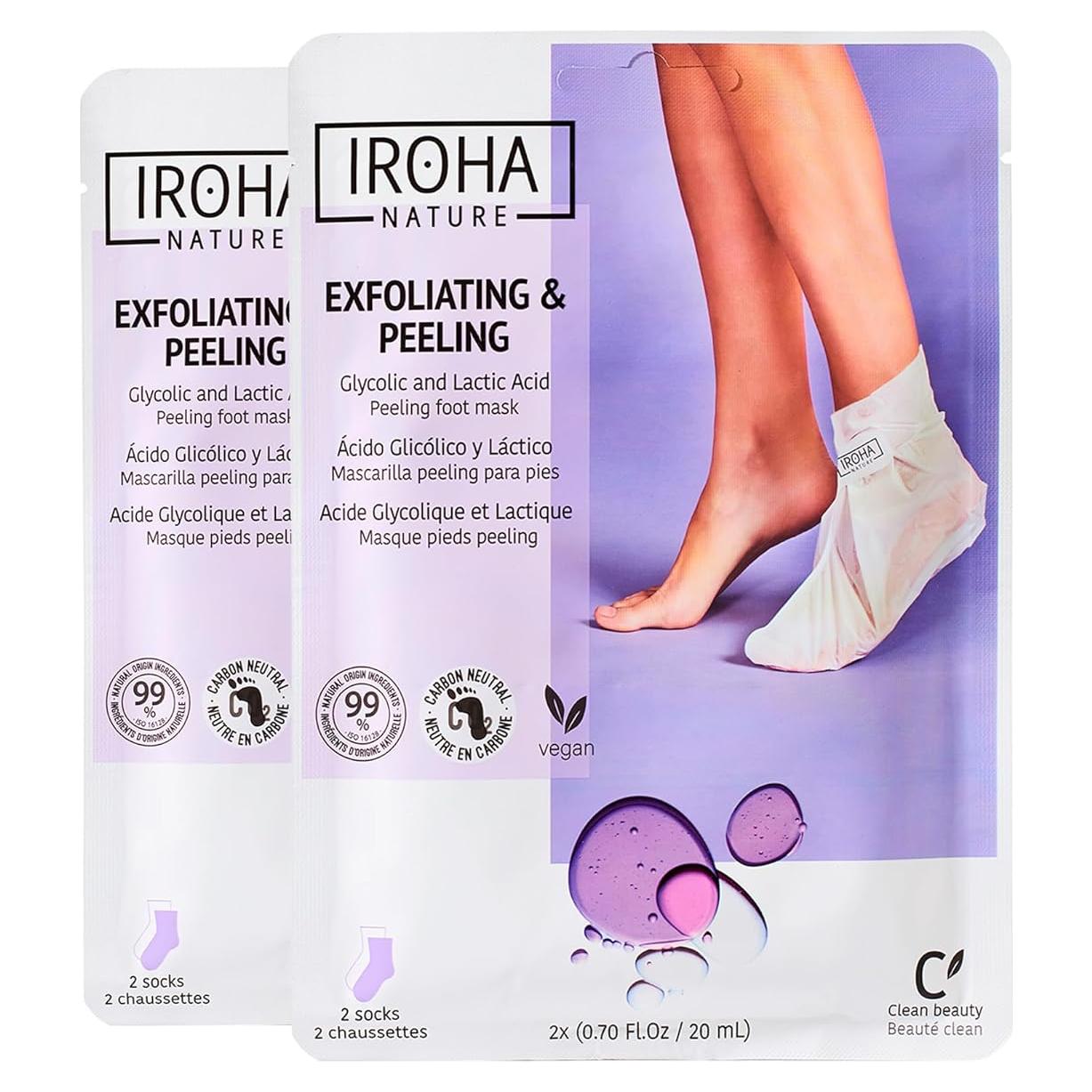 Calcetines Exfoliantes IROHA NATURE | 2 Pares | Ácidos Glicólico y Láctico