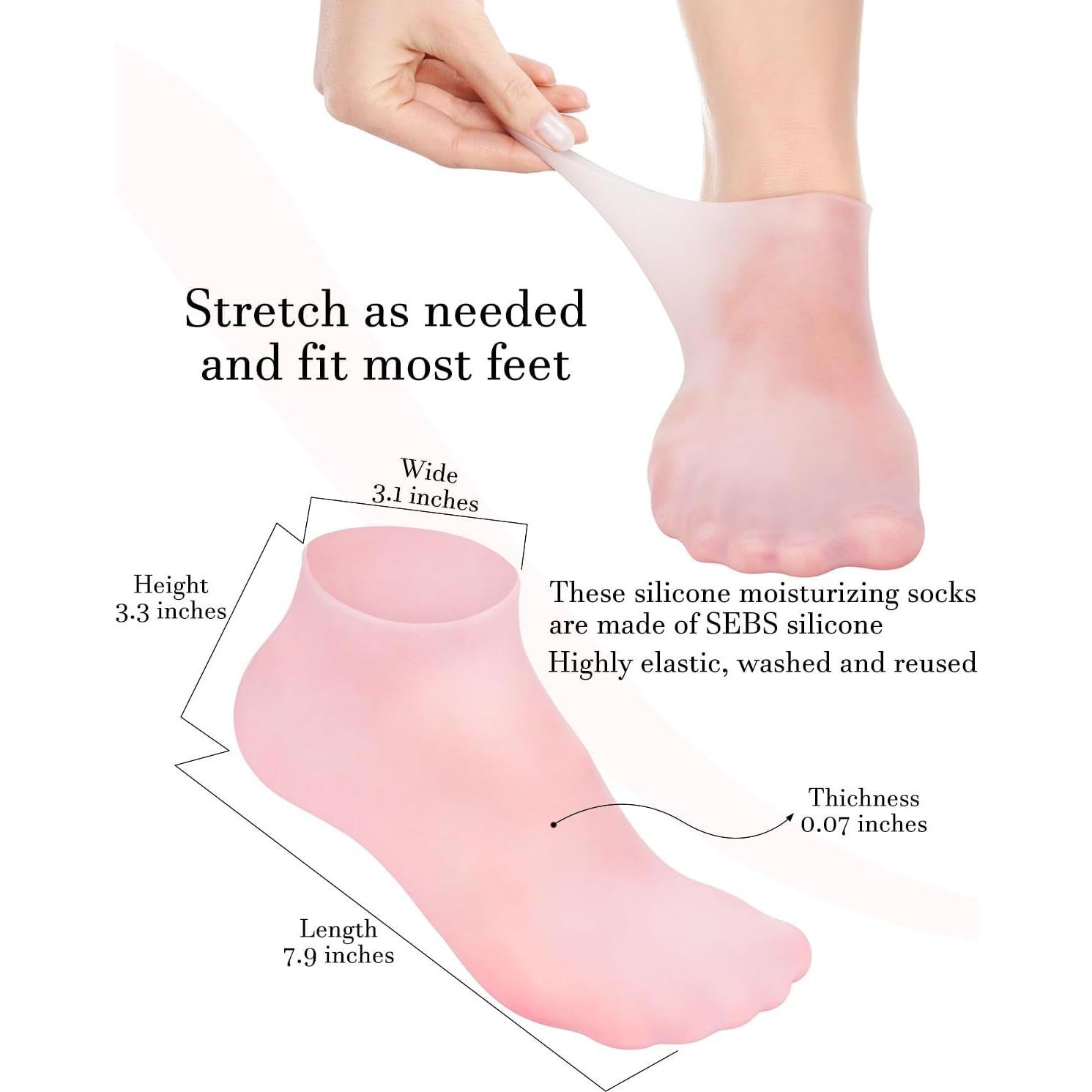 Calcetines Hidratantes de Silicona Kaidiqi para Pies Secos 1 Par