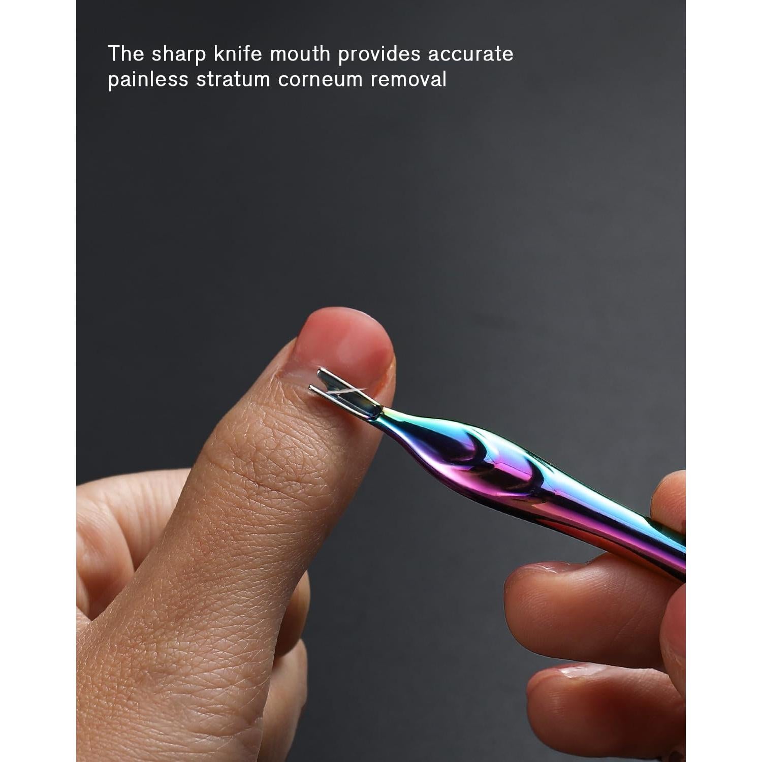 Empujador de Cutículas FERYES 2 en 1 Acero Inoxidable Arcoíris