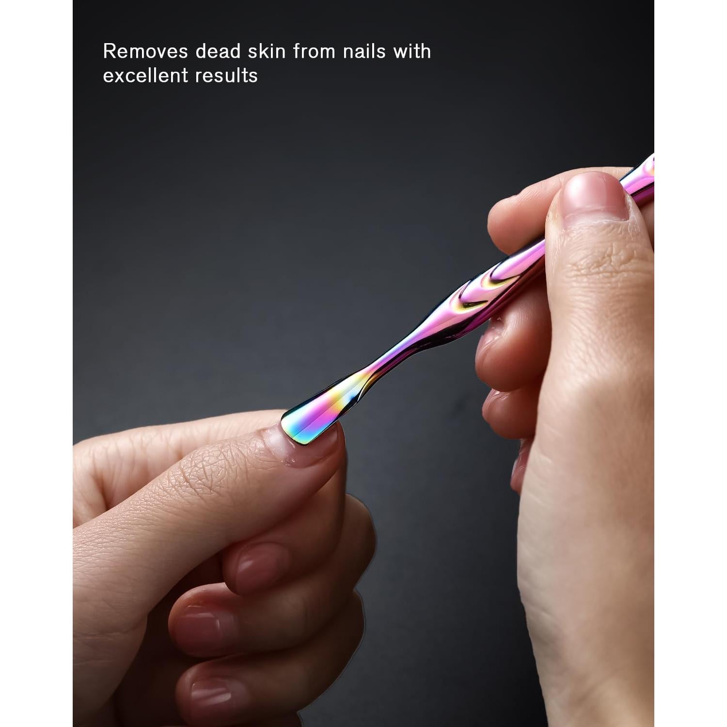 Empujador de Cutículas FERYES 2 en 1 Acero Inoxidable Arcoíris