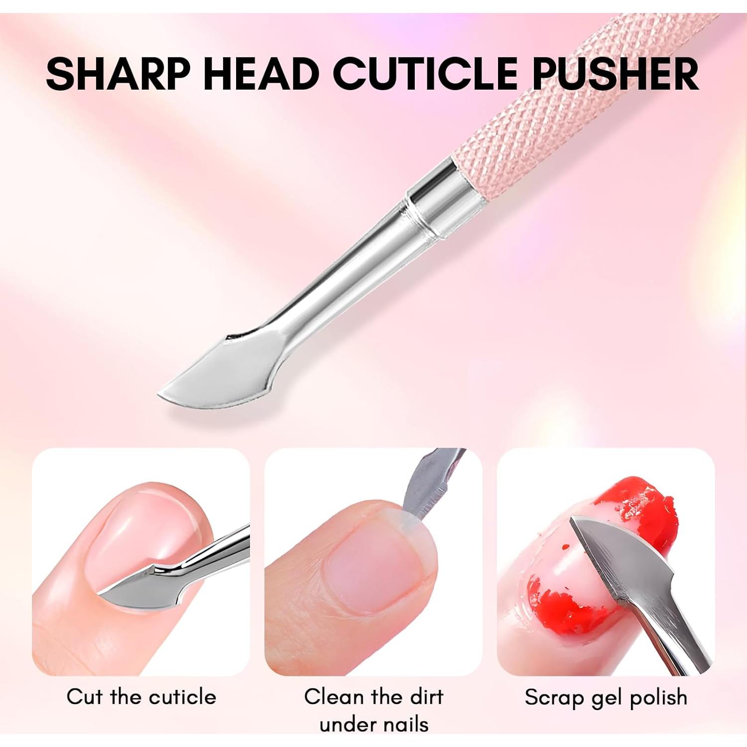 Empujador de Cutículas Makartt Rosa Doble Punta Acero Inoxidable