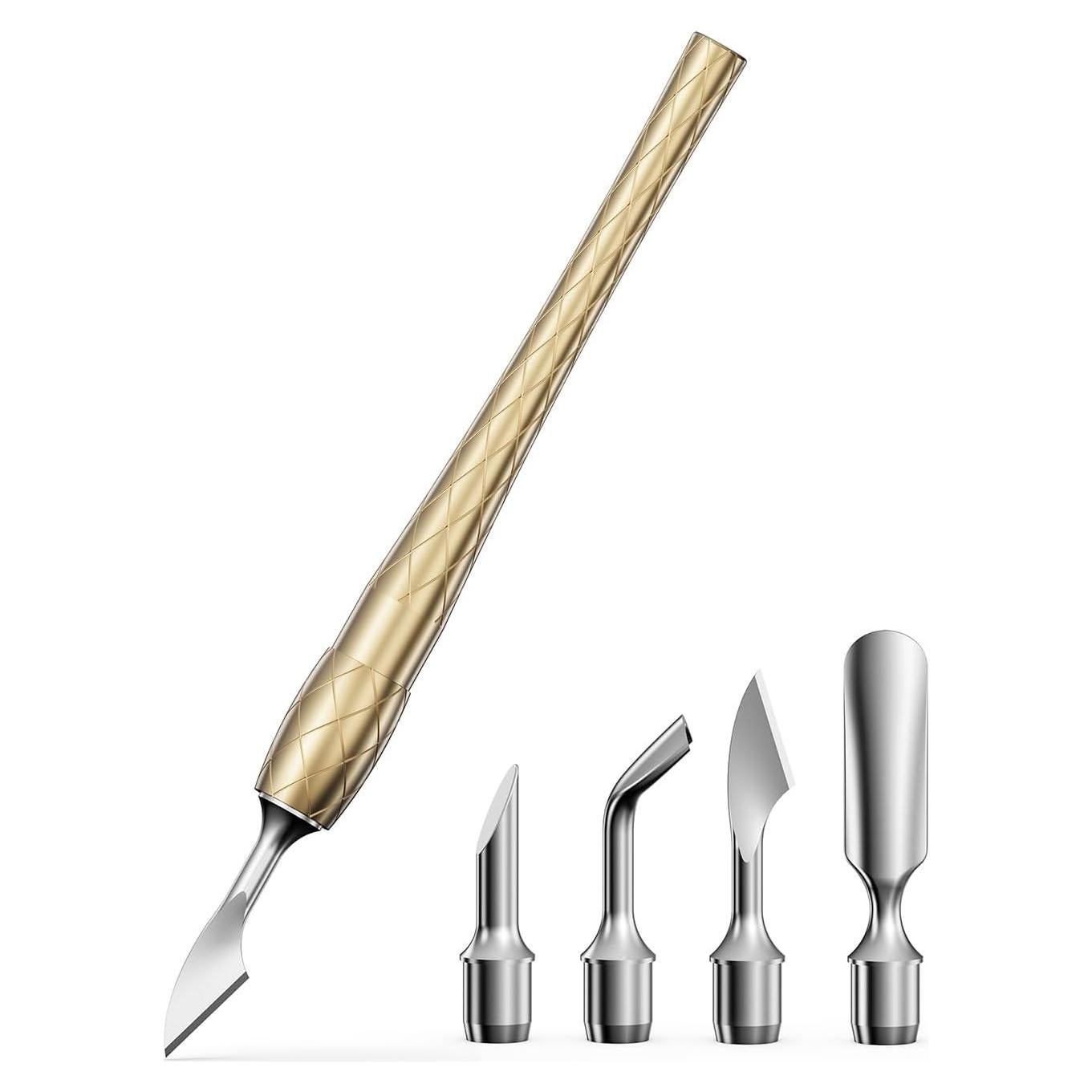 FERYES Herramienta Empujador Cutículas 4-en-1 Acero Inoxidable