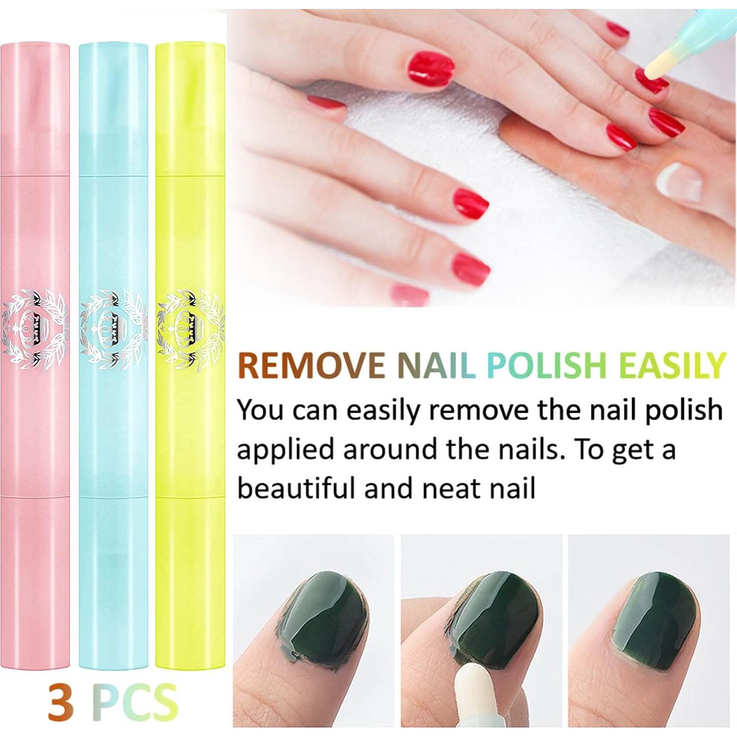 Bolígrafo Removedor de Esmalte de Uñas QIUFSSE - 3 Piezas