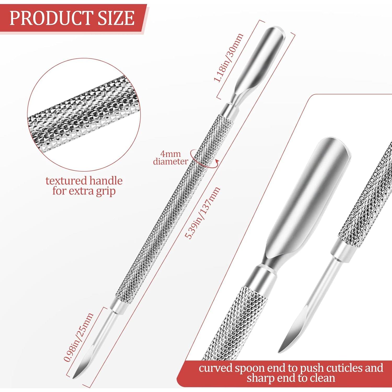 Empujador de Cutículas Doble Extremo SMLBJUTE Acero Inoxidable