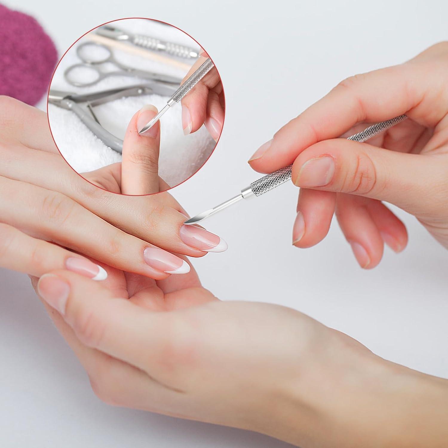 Empujador de Cutículas Doble Extremo SMLBJUTE Acero Inoxidable