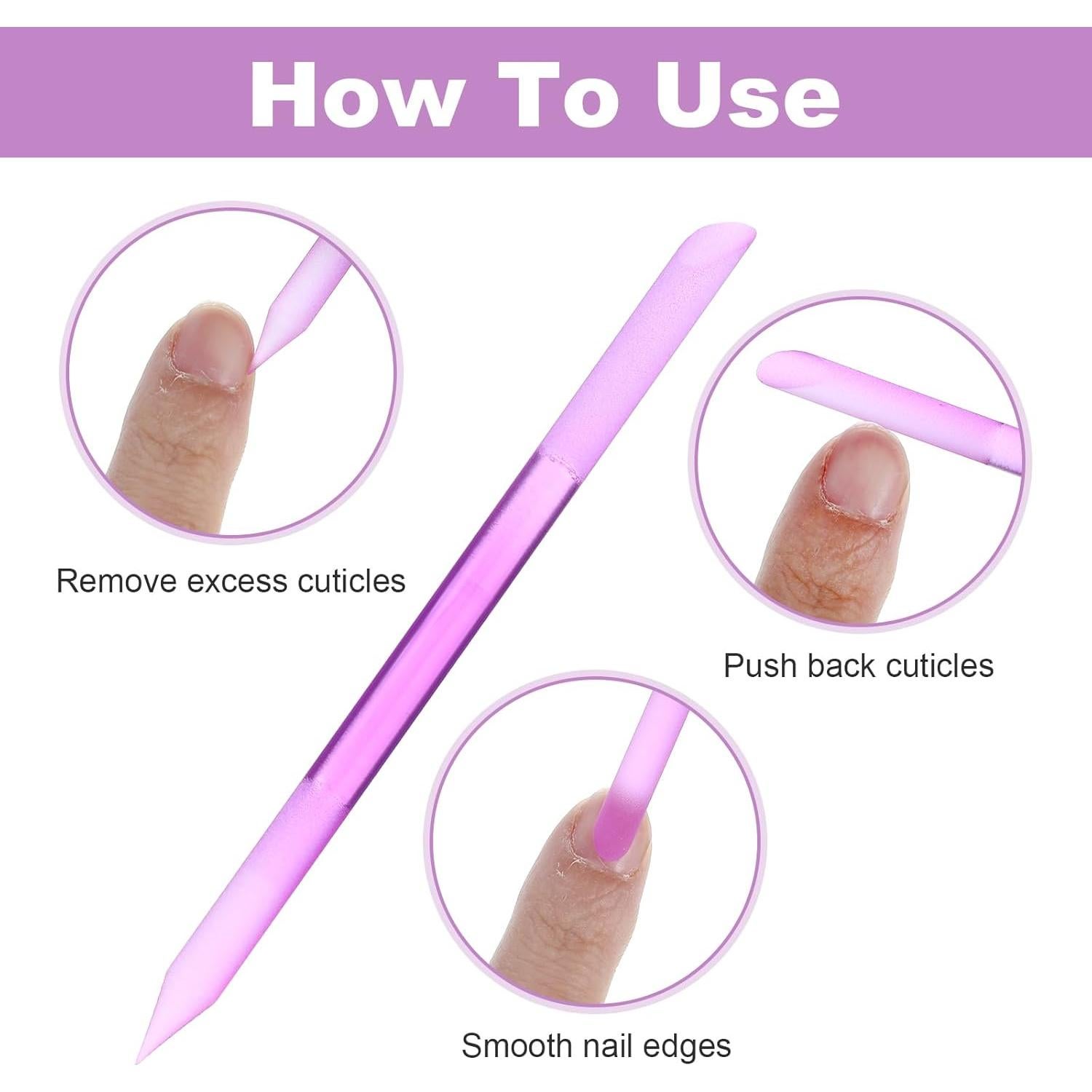 Empujador de Cutículas de Vidrio 4PCS Teaaha - Doble Cara