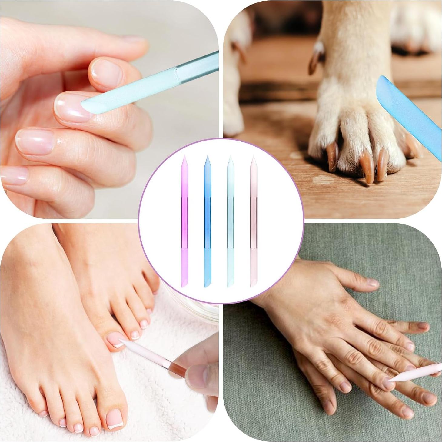 Empujador de Cutículas de Vidrio 4PCS Teaaha - Doble Cara