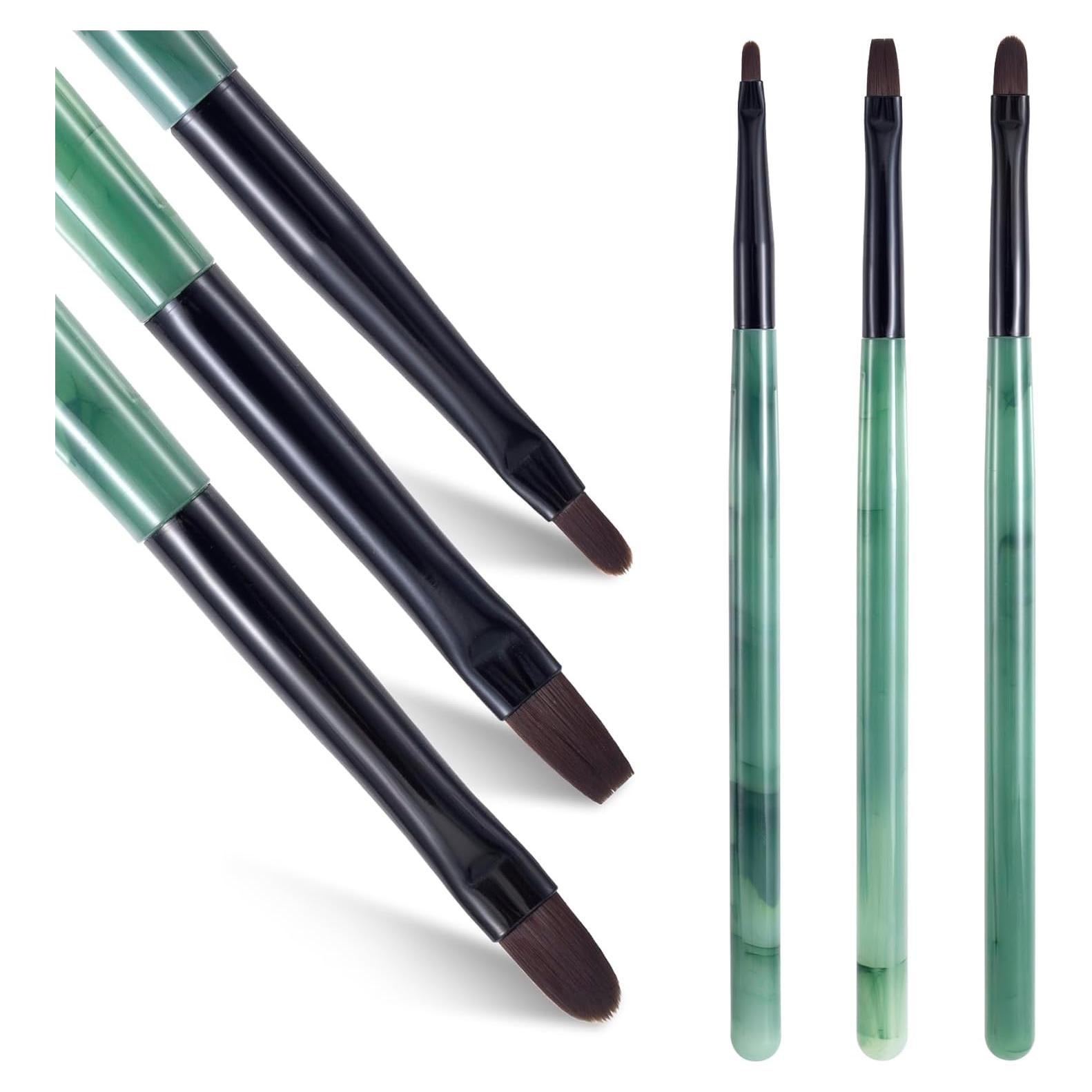 3 Cepillos de Limpieza de Uñas HINZIC Verde Jade para Manicura