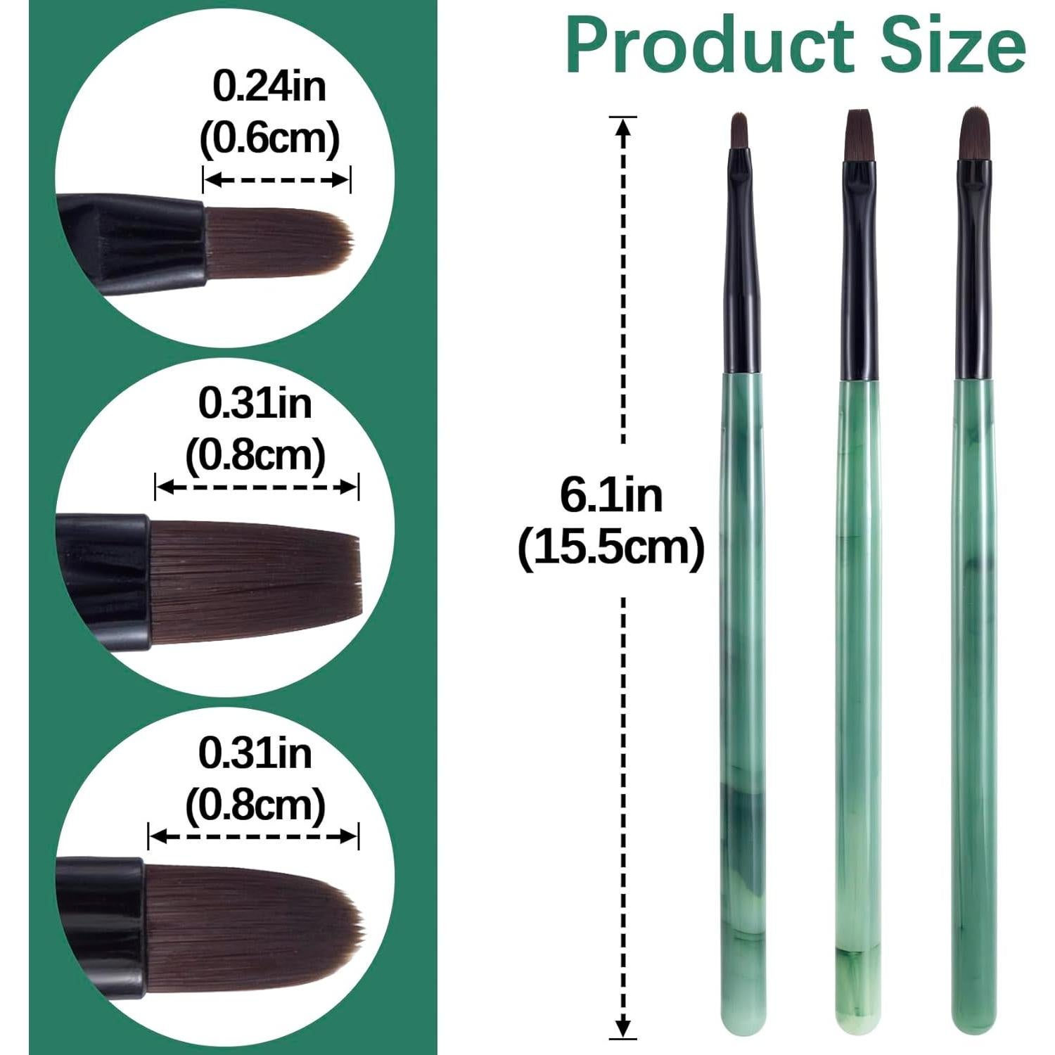 3 Cepillos de Limpieza de Uñas HINZIC Verde Jade para Manicura