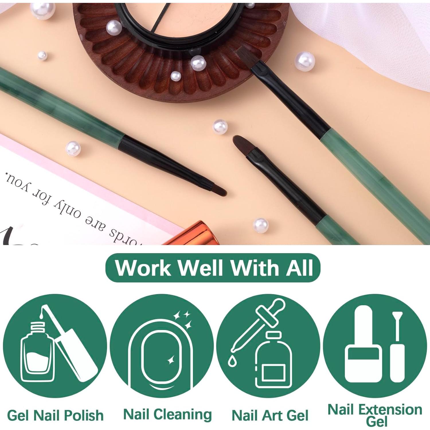 3 Cepillos de Limpieza de Uñas HINZIC Verde Jade para Manicura