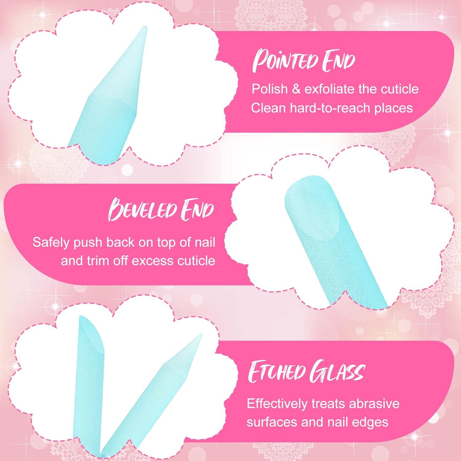 12 Piezas Empujadores de Cutículas de Vidrio Honoson - 6 Colores