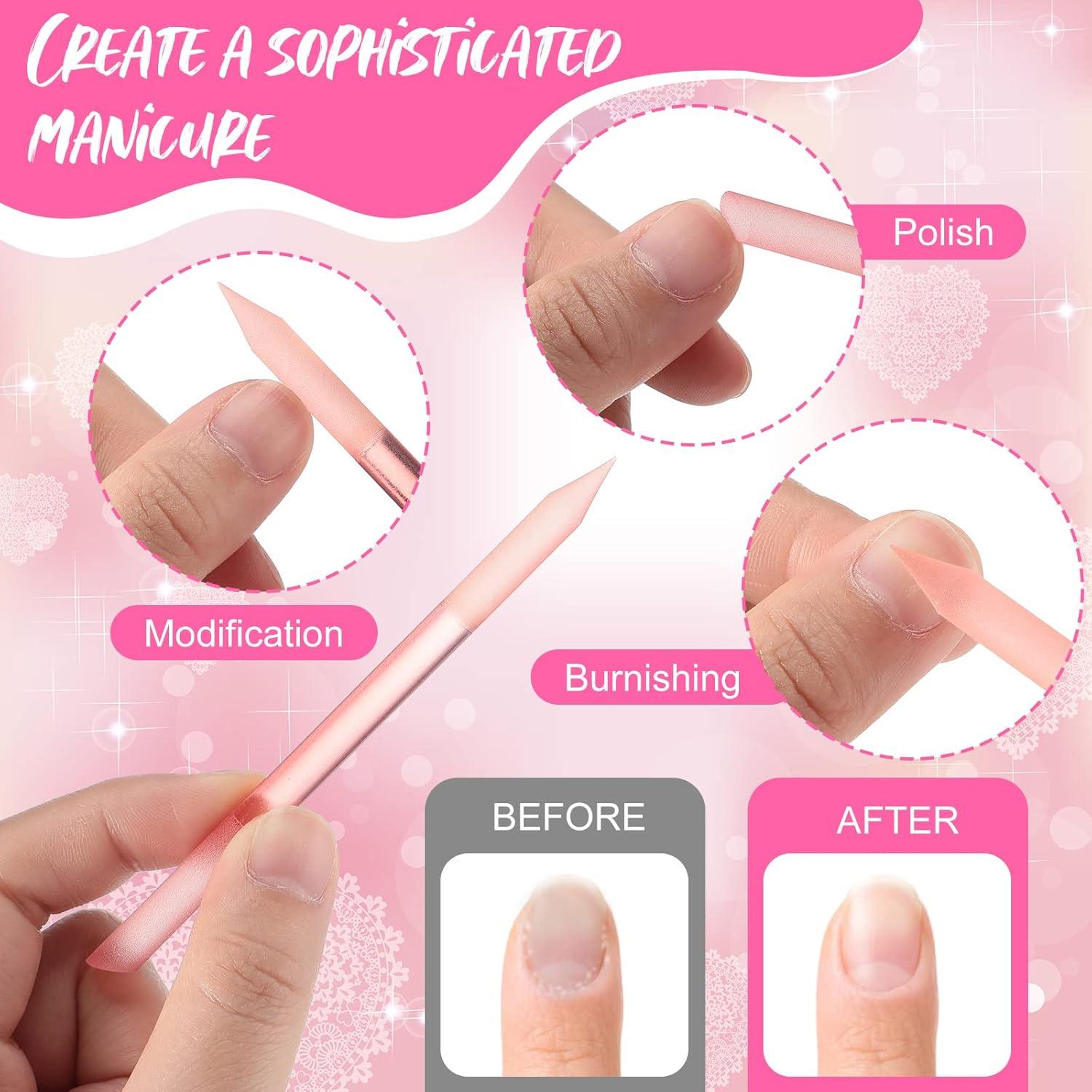 12 Piezas Empujadores de Cutículas de Vidrio Honoson - 6 Colores