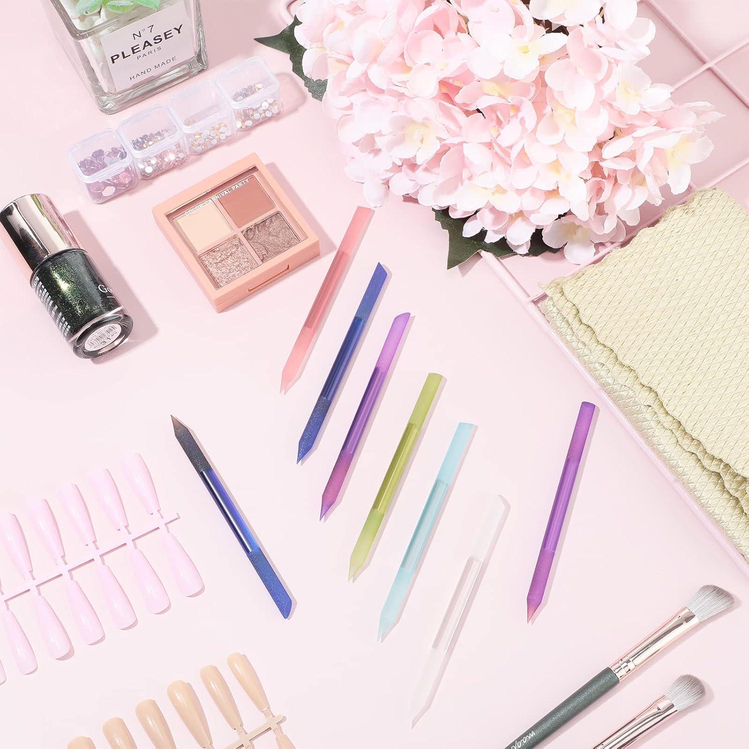 12 Piezas Empujadores de Cutículas de Vidrio Honoson - 6 Colores