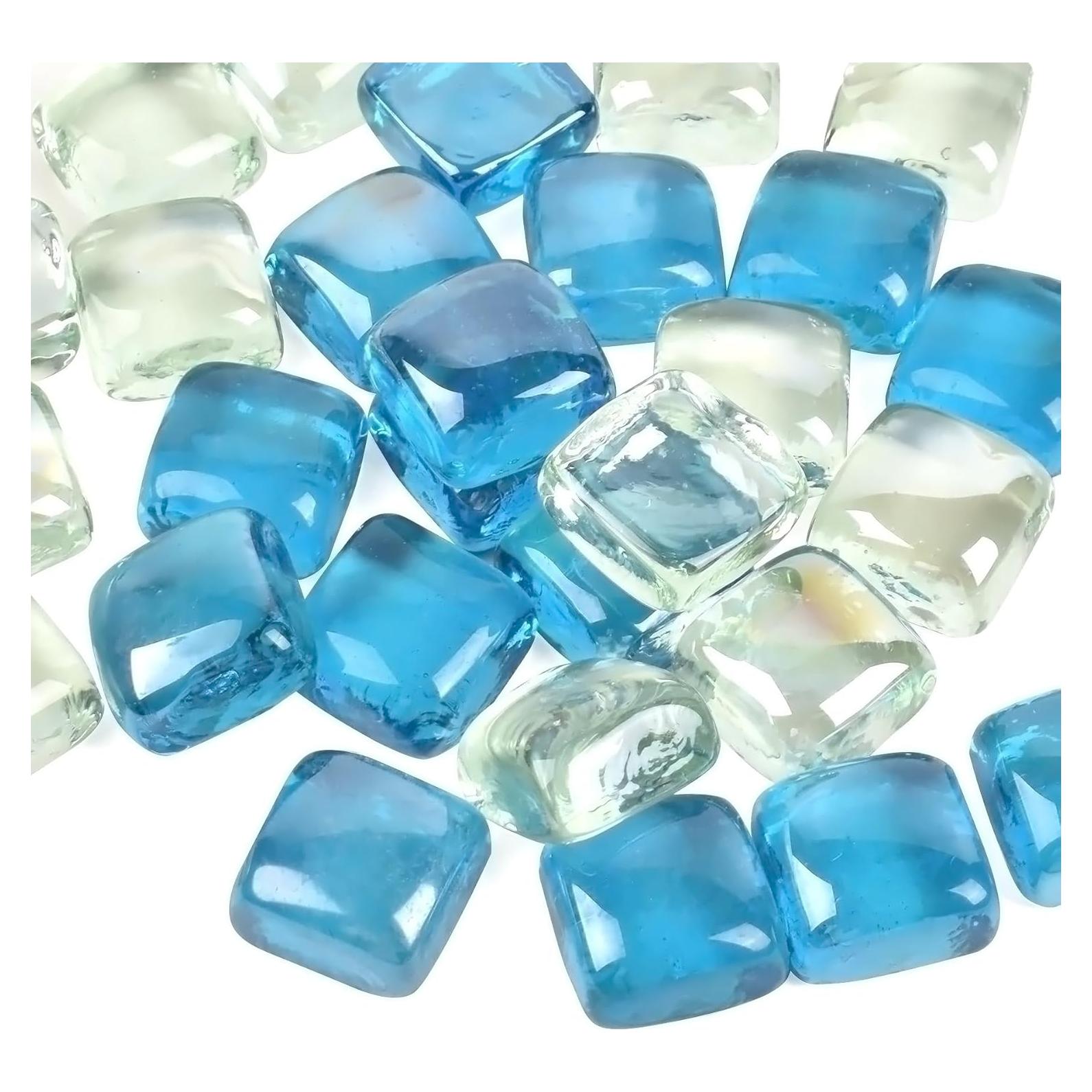 Canicas de Vidrio LUEYAO 1LB Azul Claro y Transparente