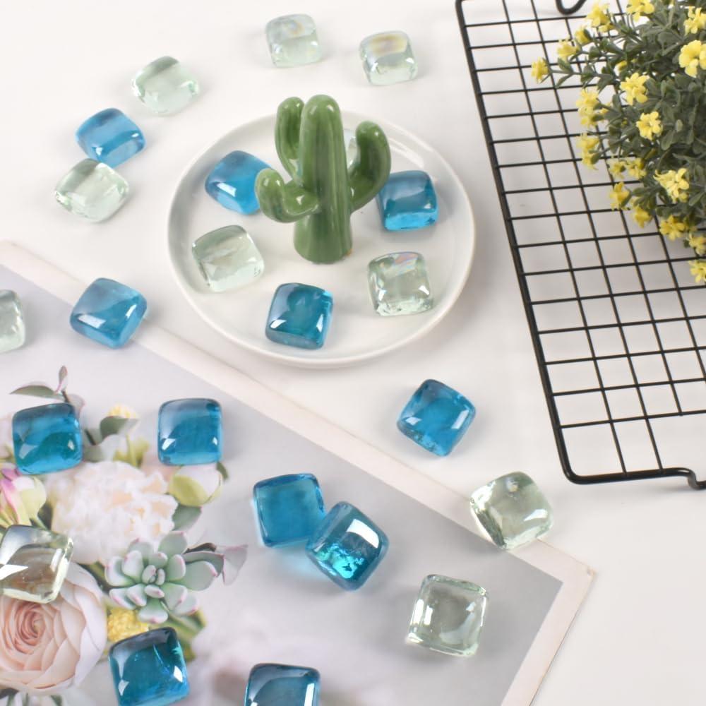 Canicas de Vidrio LUEYAO 1LB Azul Claro y Transparente