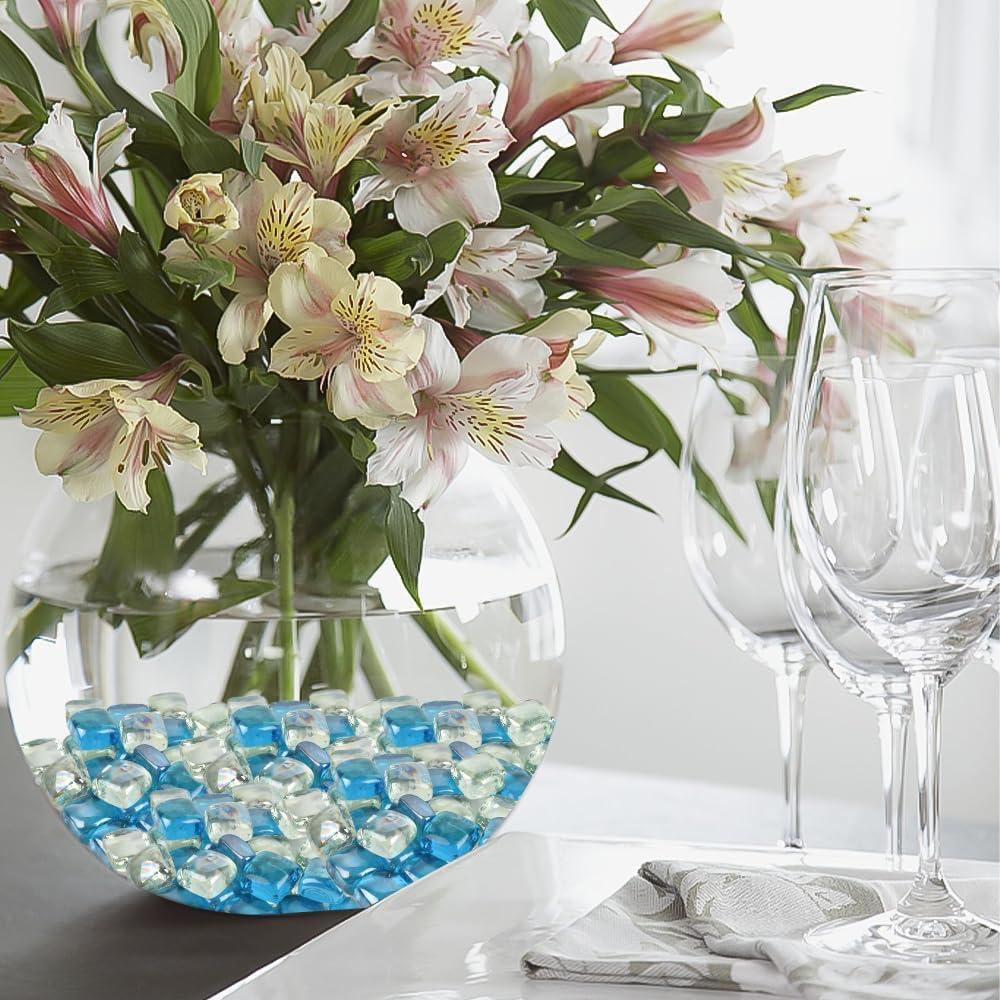 Canicas de Vidrio LUEYAO 1LB Azul Claro y Transparente