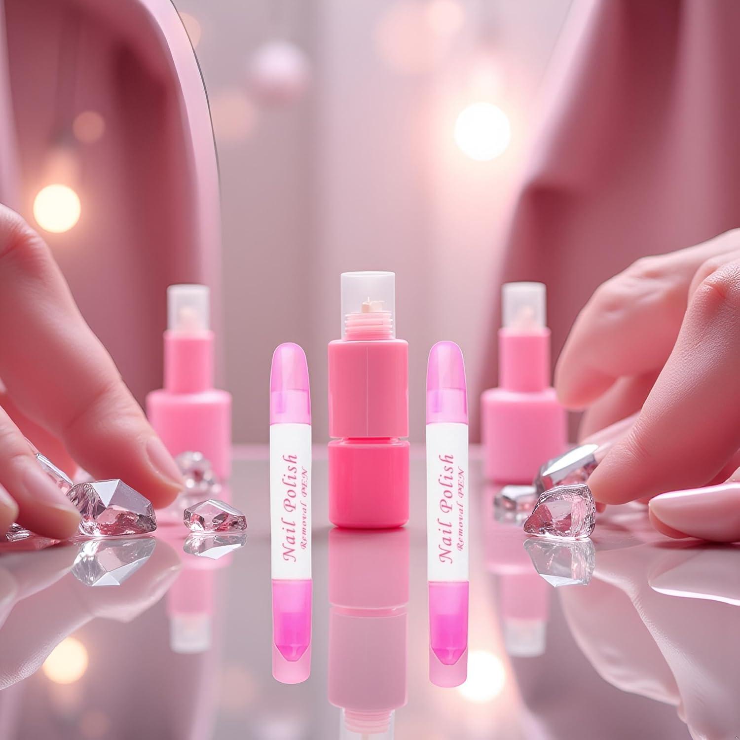 Set 2 Bolígrafos Correctores Esmalte Uñas WLngtv 6g Rosa
