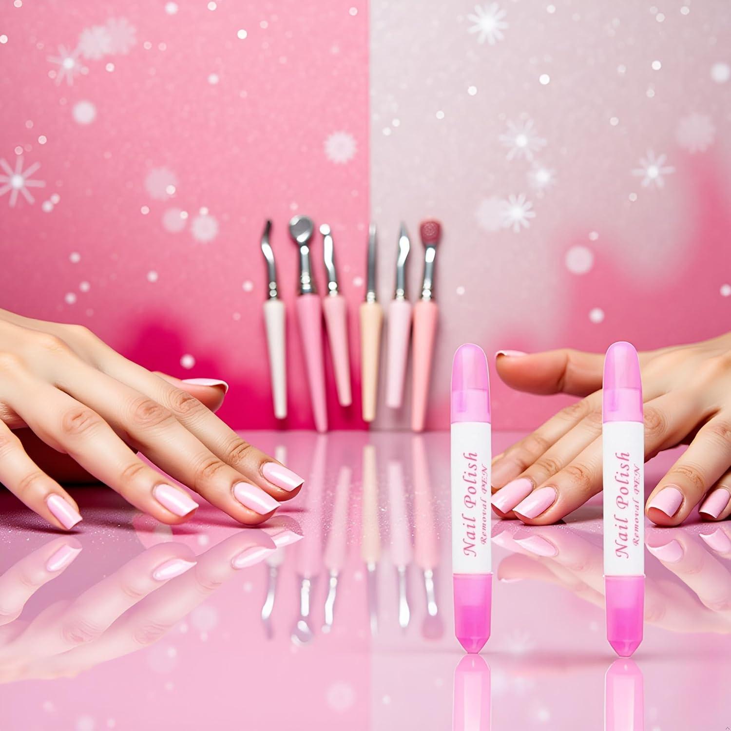 Set 2 Bolígrafos Correctores Esmalte Uñas WLngtv 6g Rosa