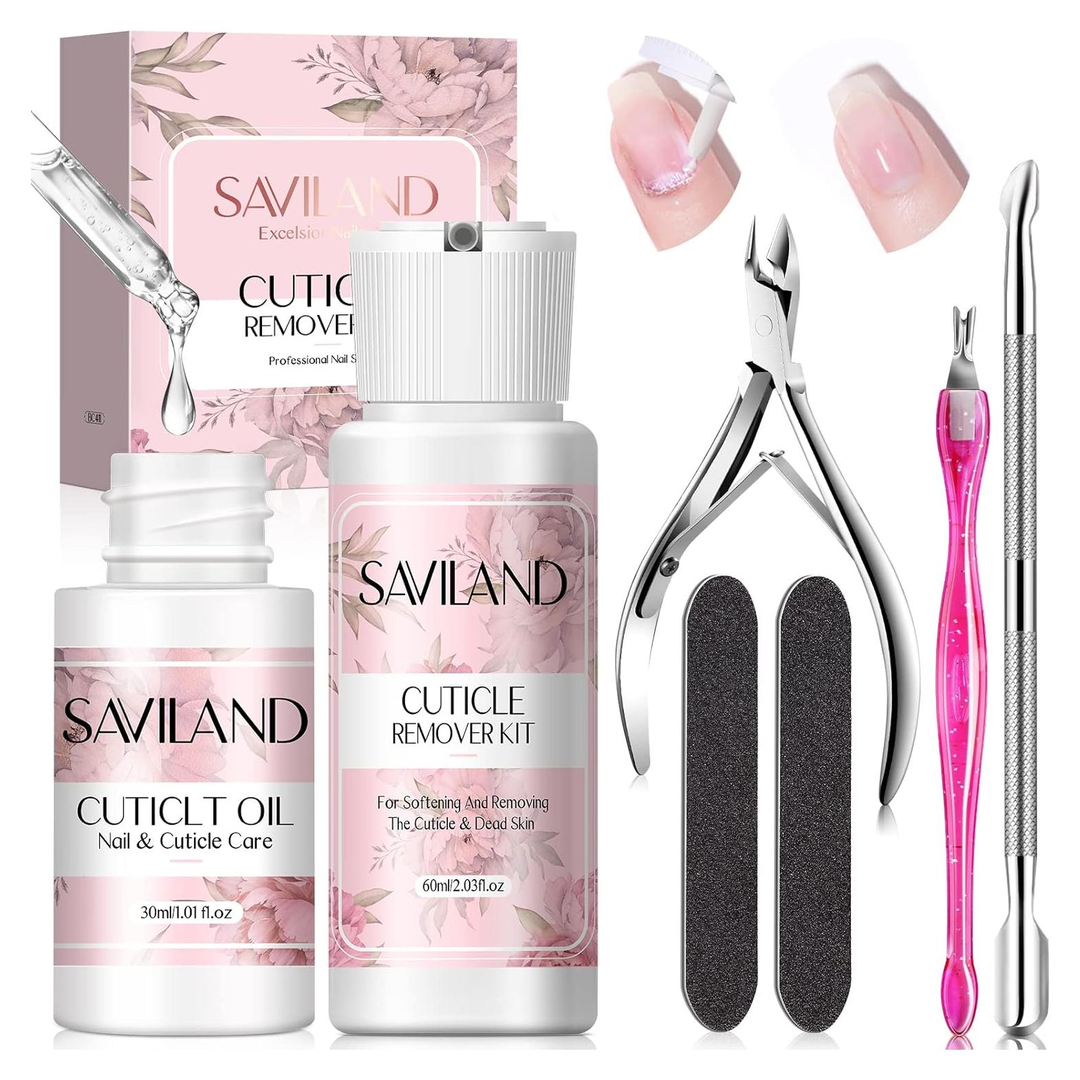 Kit de Cuidado de Uñas Saviland - Removedor y Aceite de Cutículas