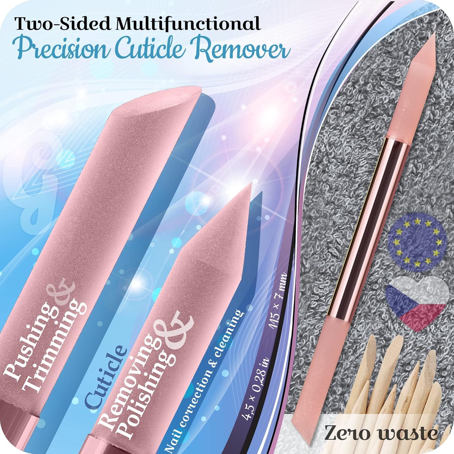 Empujador de Cutículas de Cristal Gladzy - Set Profesional Rosa