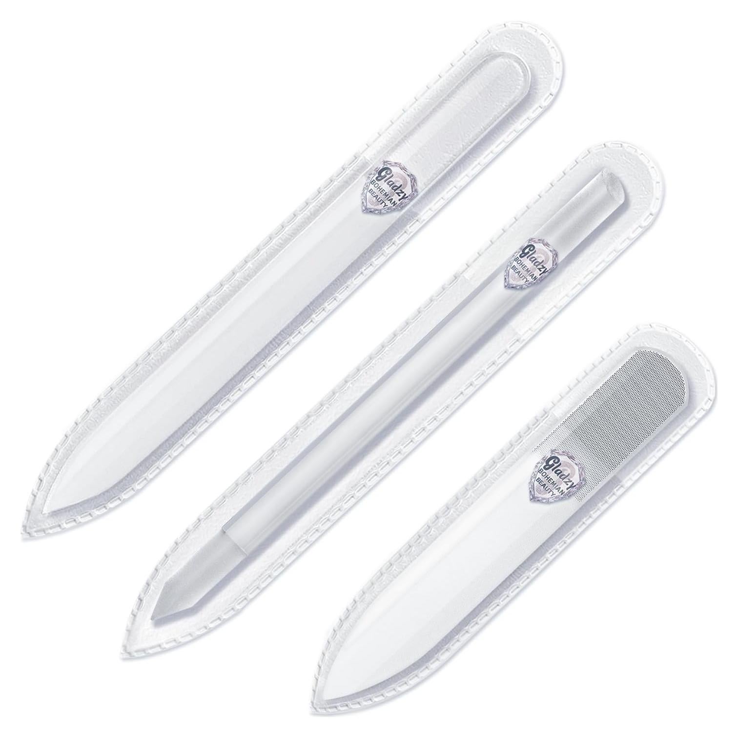 Juego de Lima de Uñas de Cristal Gladzy - 3 Piezas Profesional