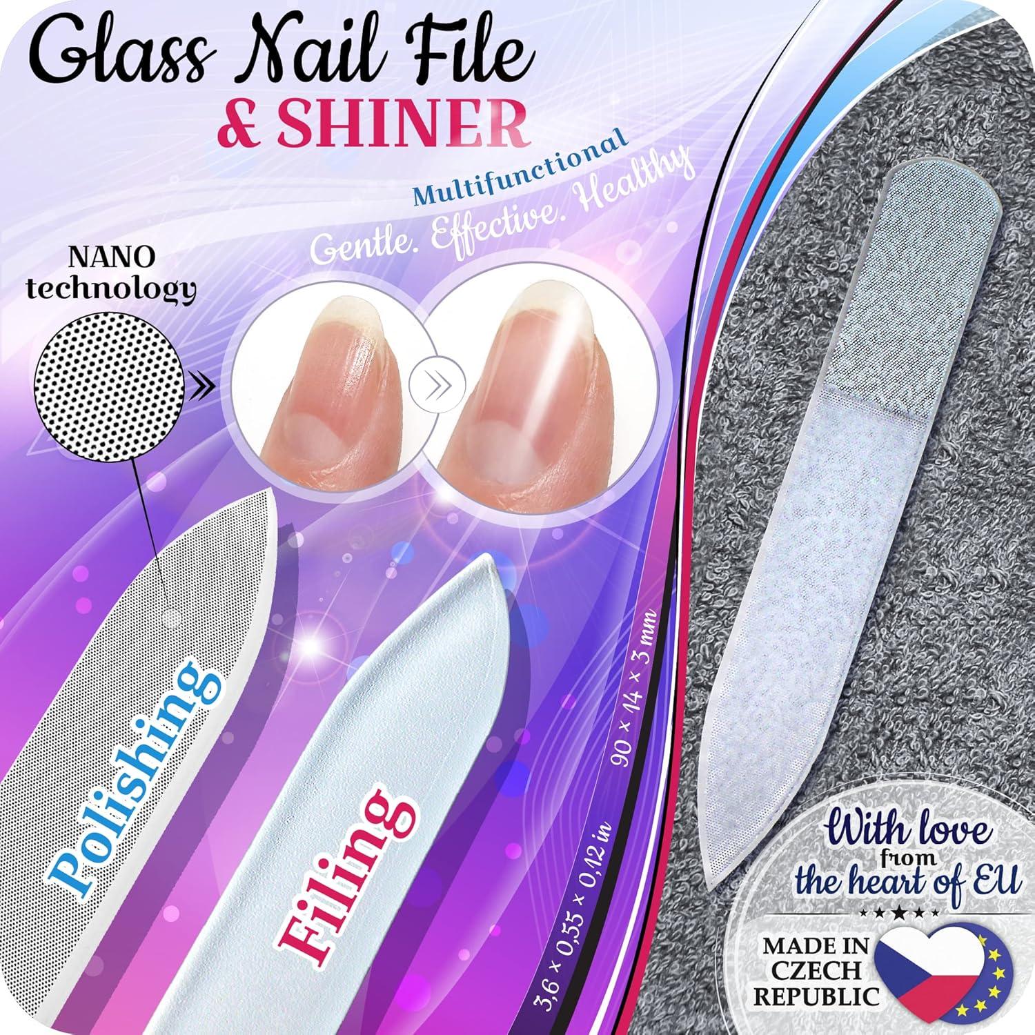 Juego de Lima de Uñas de Cristal Gladzy - 3 Piezas Profesional
