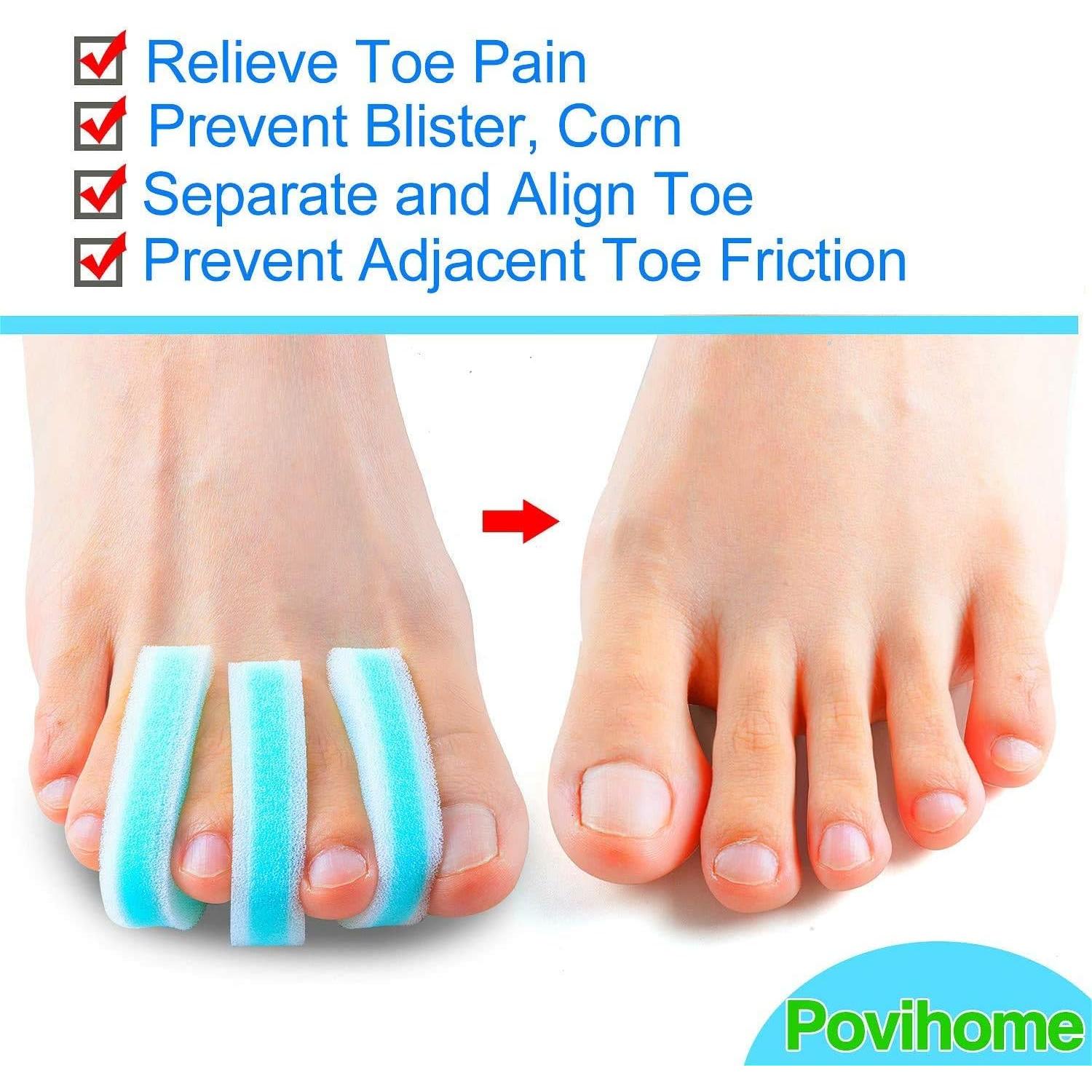 Separadores de Dedos de Espuma Povihome - Tamaño Grande - Alivio Juanetes
