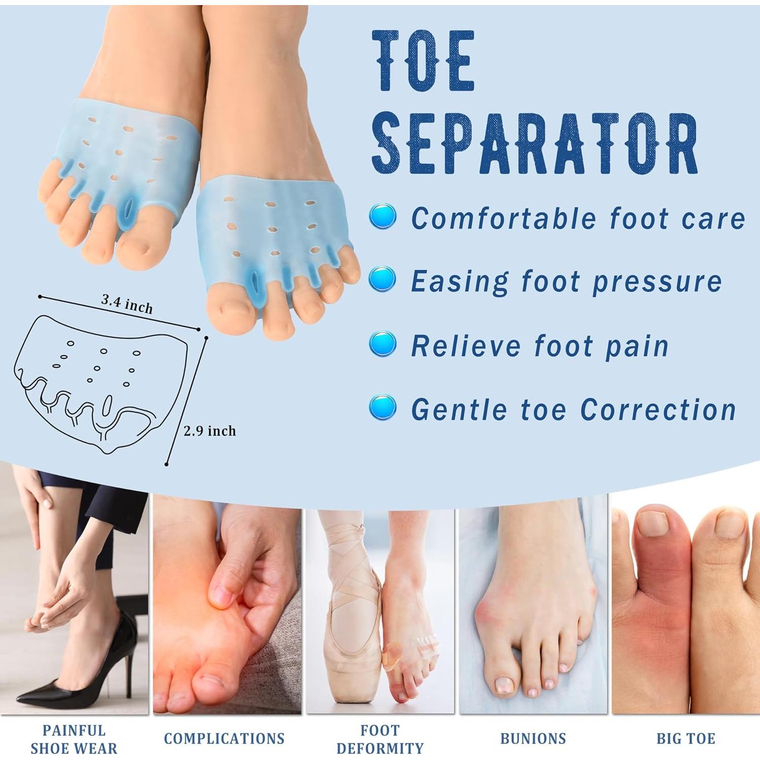 Separadores de Dedos de Silicona Zivyes 4 Pares Correctores