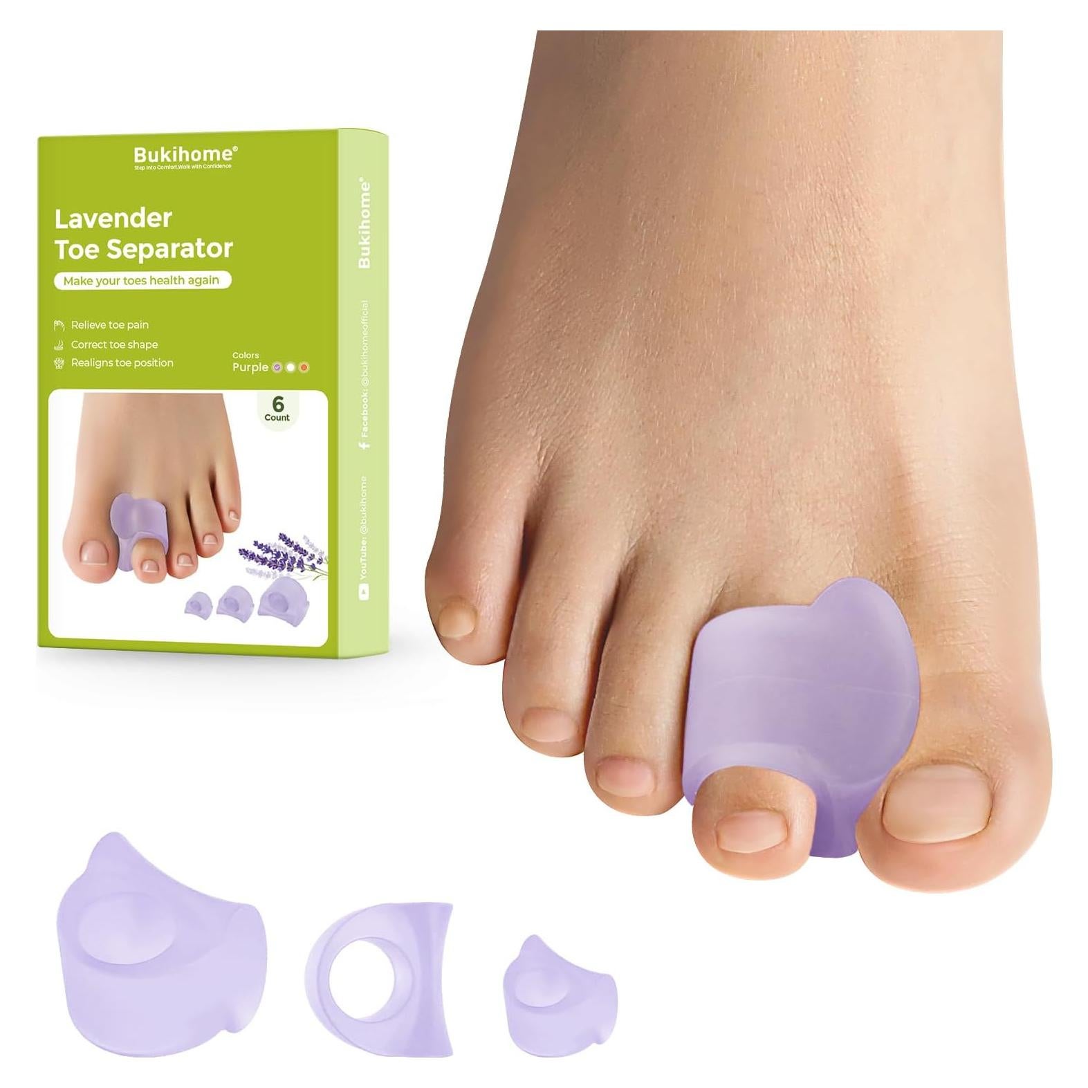Separador de Dedos Bukihome para Juanetes - Paquete de 6