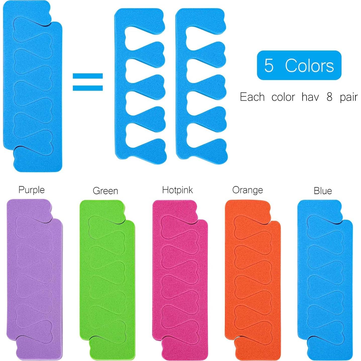 Set de 80 Separadores de Dedos de Esponja Tecbeauty - 5 Colores