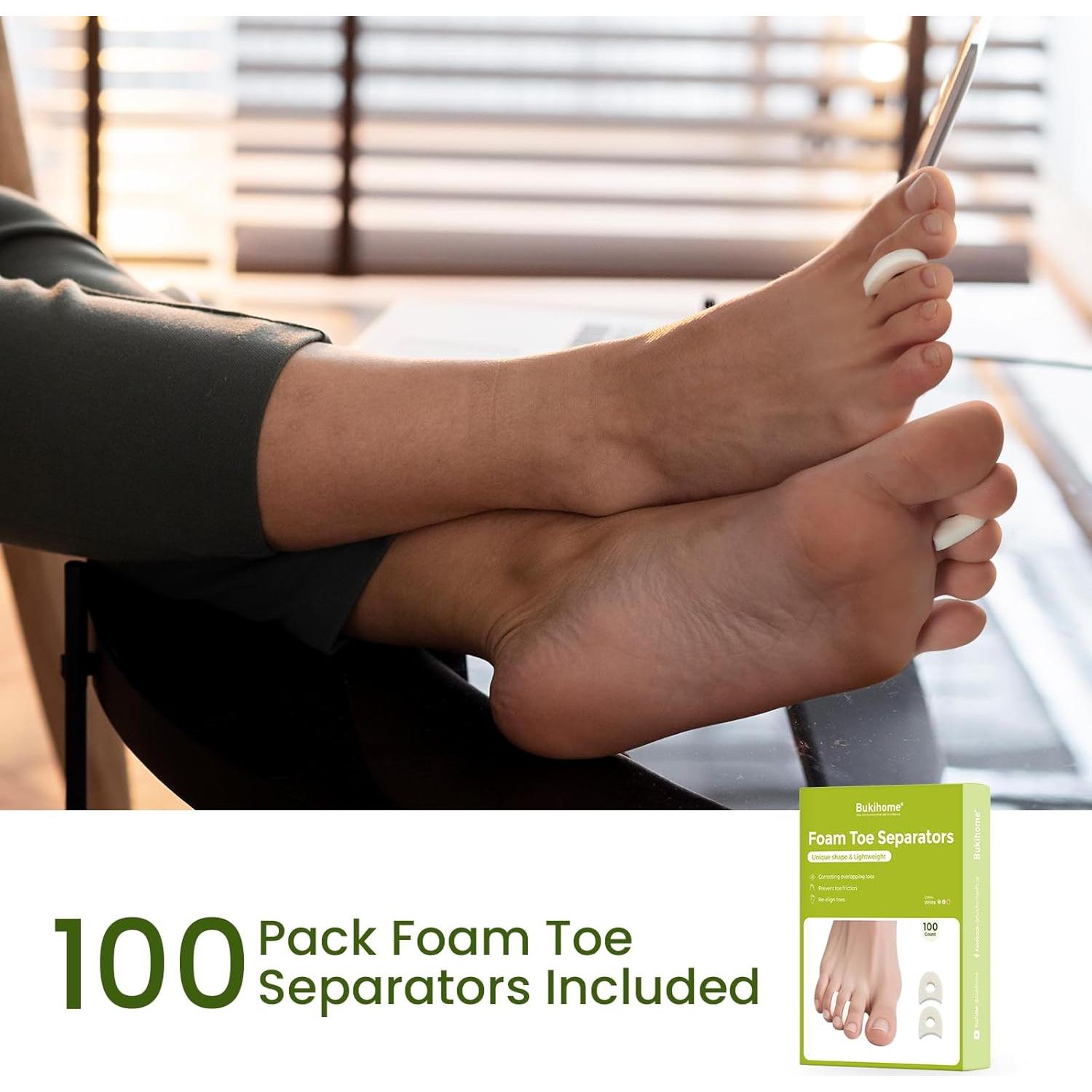 Separadores de Dedos de Espuma Bukihome - 100 Piezas, Alivio del Dolor