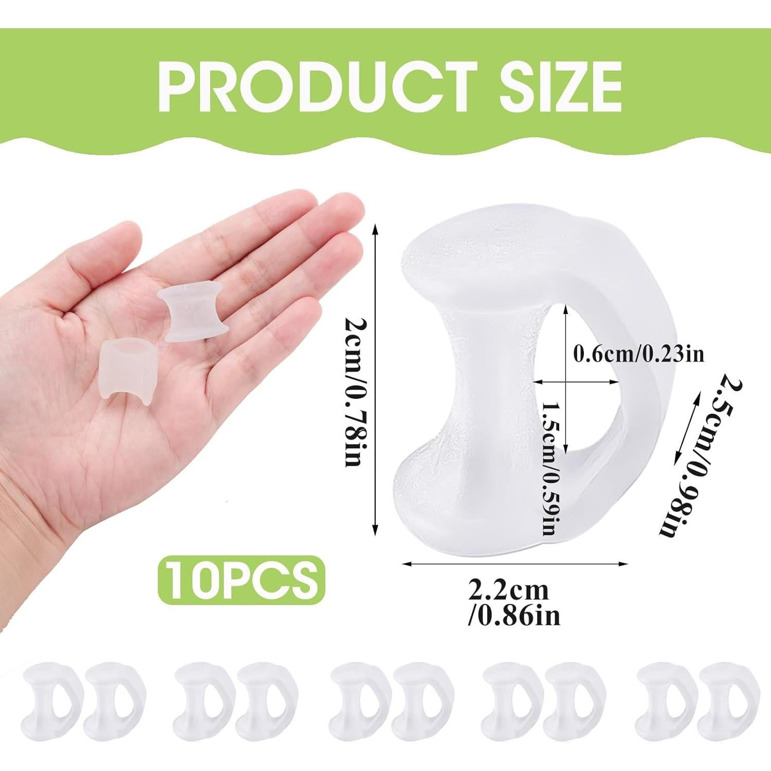 Separadores de Dedos del Pie Duoxiate 10 Pcs Gel Transparente