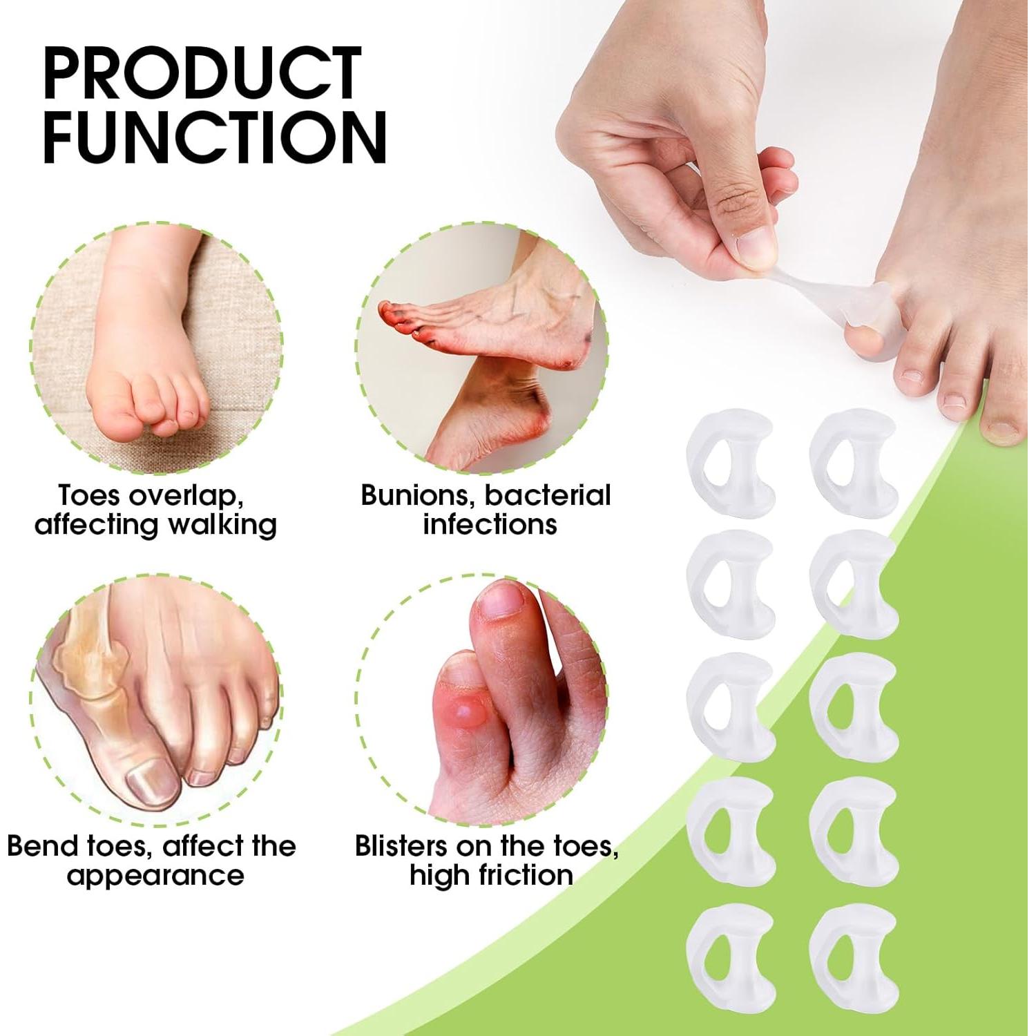 Separadores de Dedos del Pie Duoxiate 10 Pcs Gel Transparente