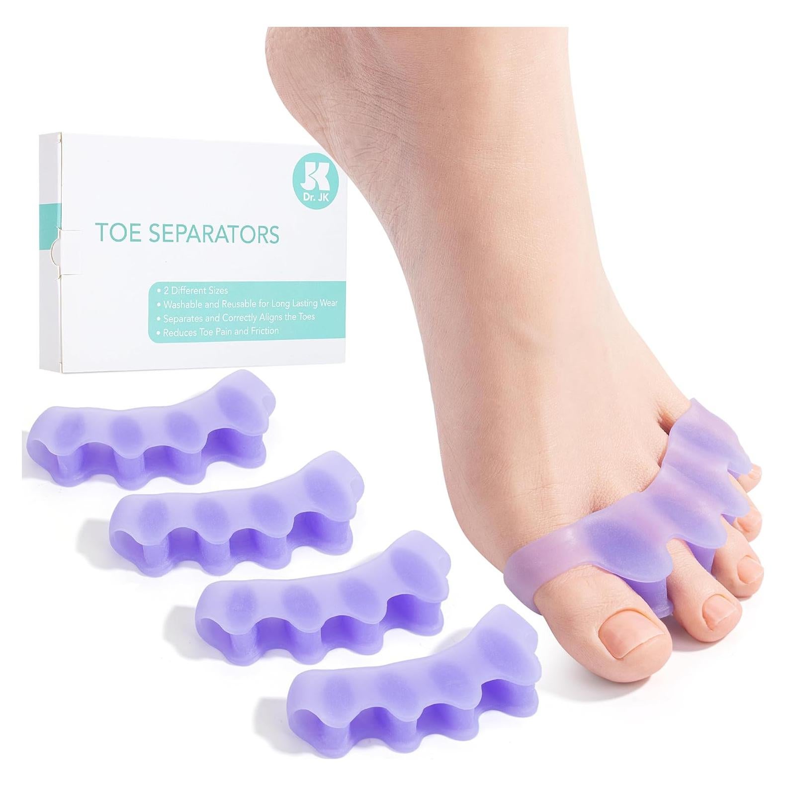 Separadores de Dedos de Gel Dr. JK ToePal - 2 Pares, Correctores de Juanete