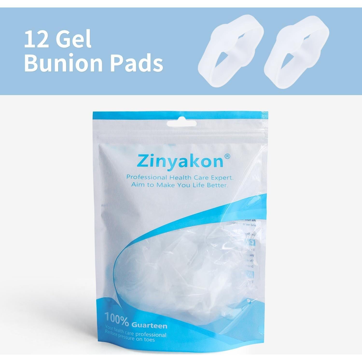 Paquete de 12 Separadores de Dedos de Gel Zinyakon - Correctores de Juanetes y Dedo en Martillo