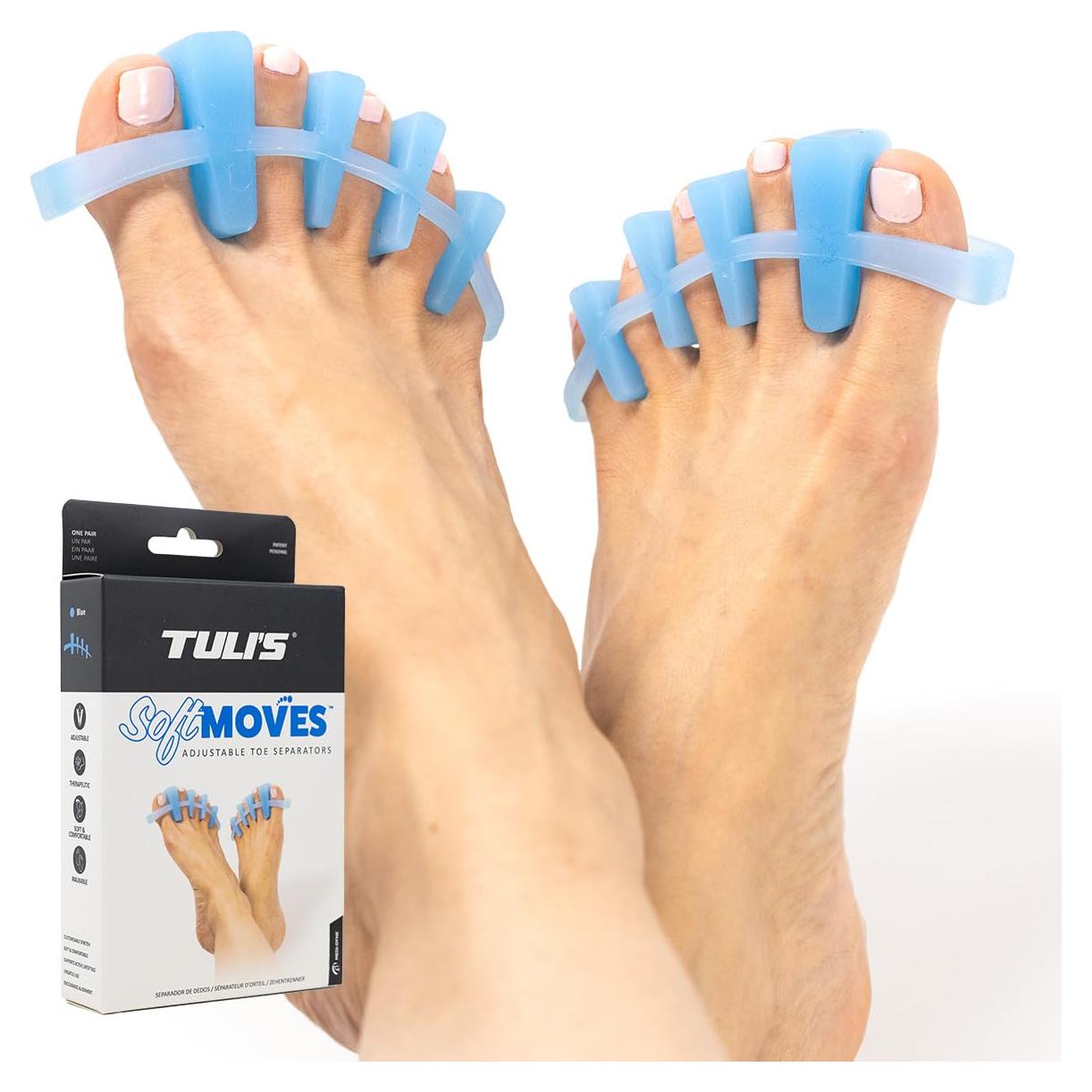 Separadores de Dedos Ajustables Tuli's SoftMoves - Espaciadores de Silicona para Juanetes y Fascitis Plantar
